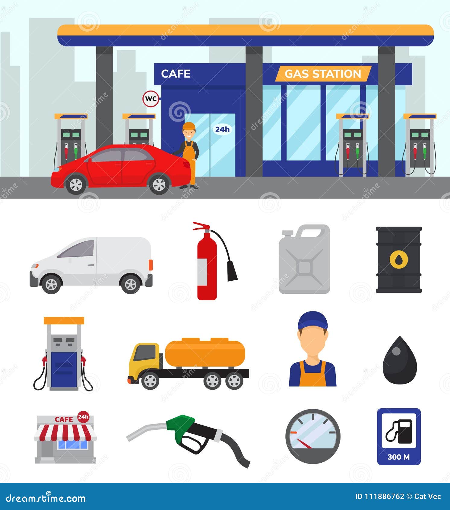 gas station  gasoline fuel or petrol and diesel for fueling cars  set of transportation refuel icons