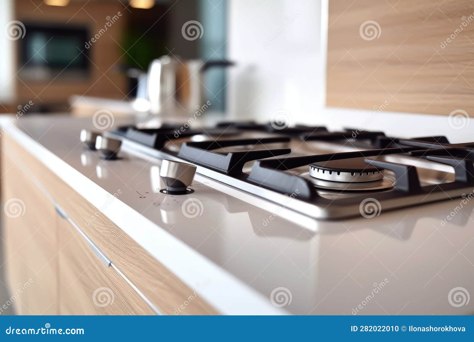 Gas Stove Closeup. Home and Cooking Concept AI Generated Stock