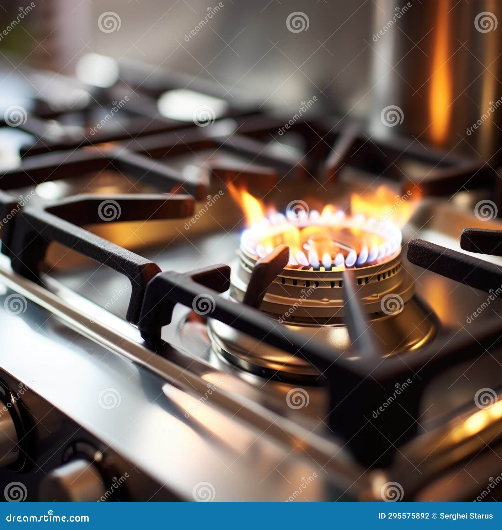 A Gas Stove with a Flame Burning on it, AI Stock Photo Image of life