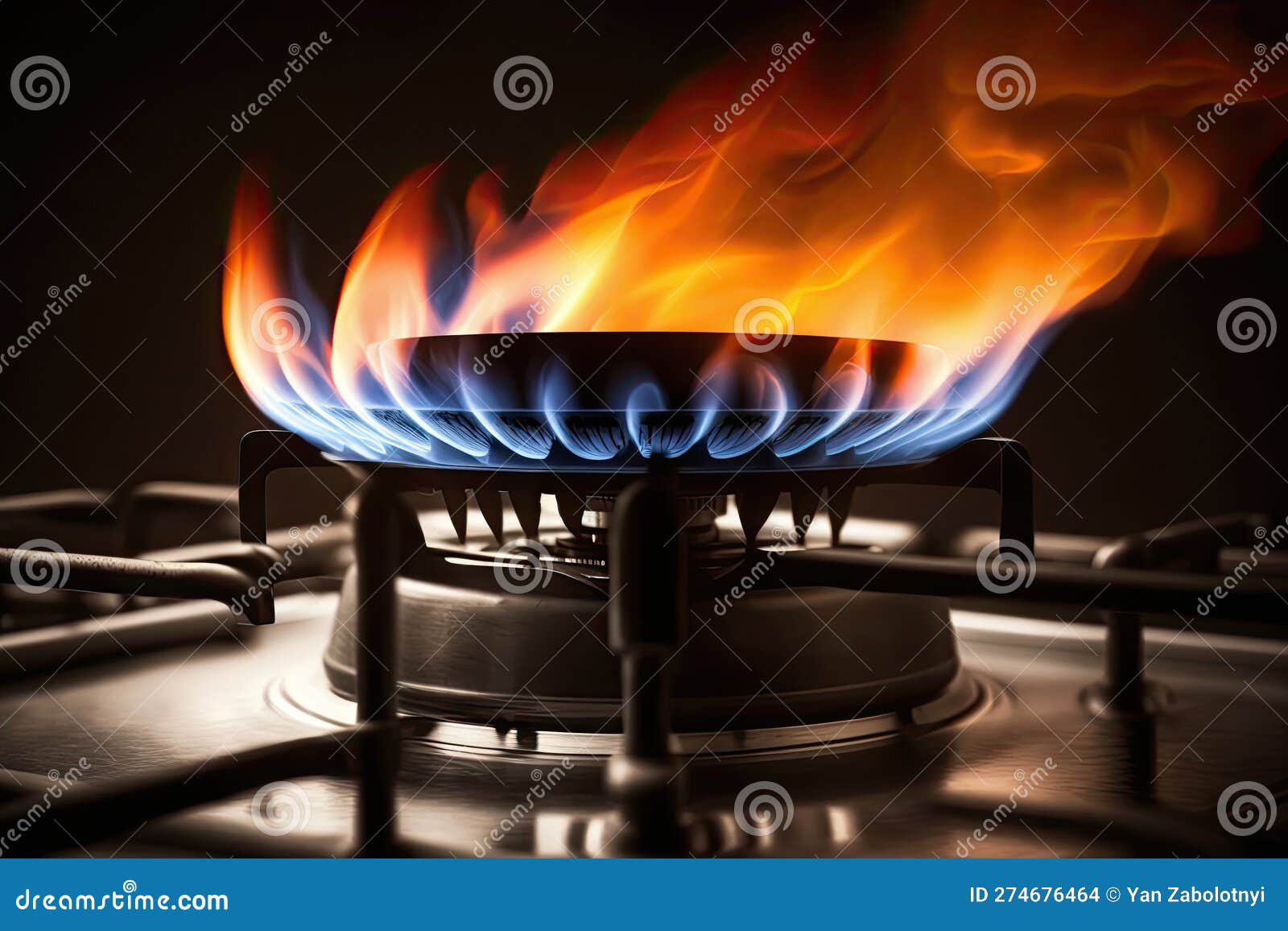A Gas Stove with a Flame Coming Out of the Burner. Generative AI Stock