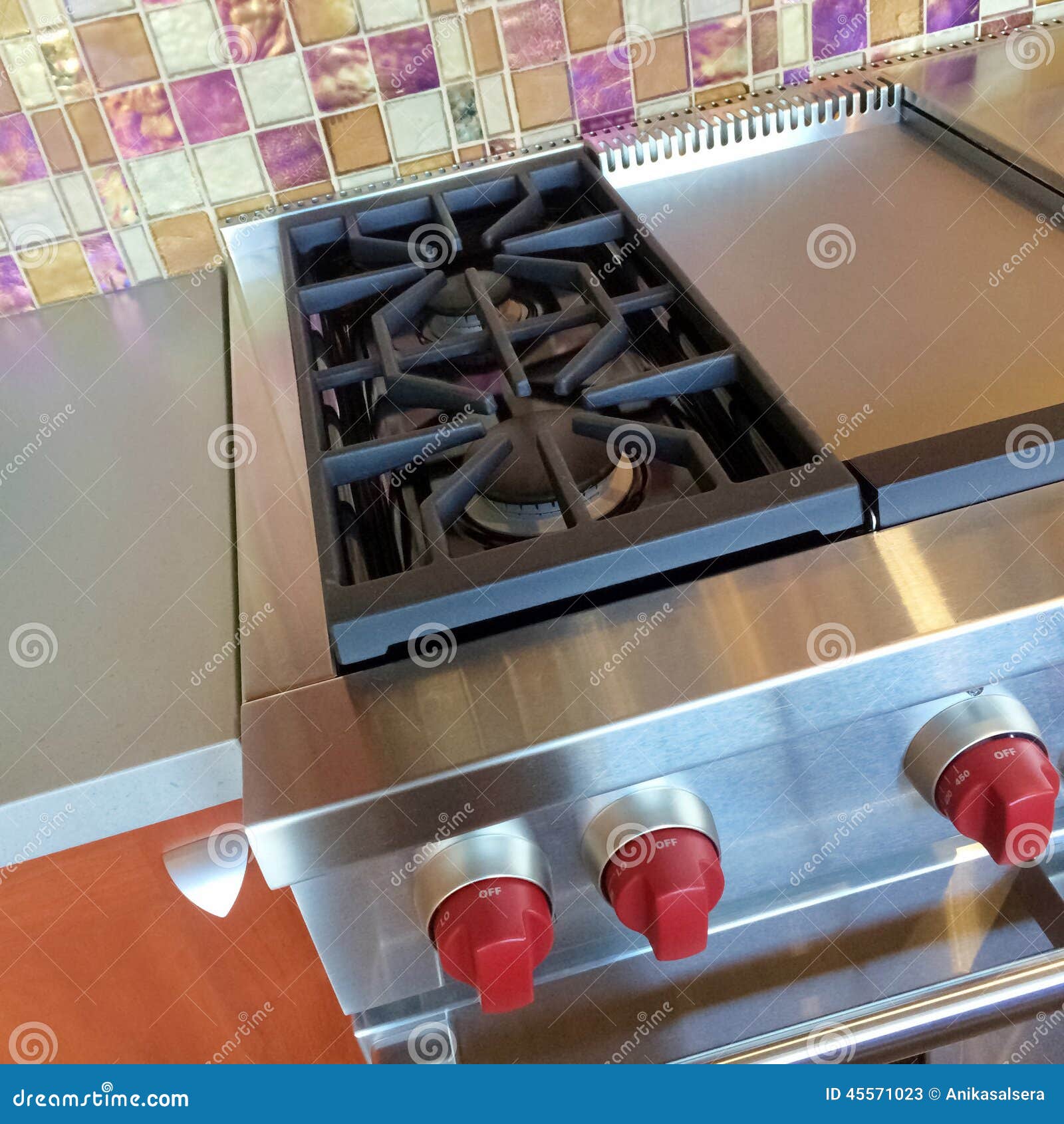 Gas Stove in a Modern Kitchen Stock Image Image of detail, colors