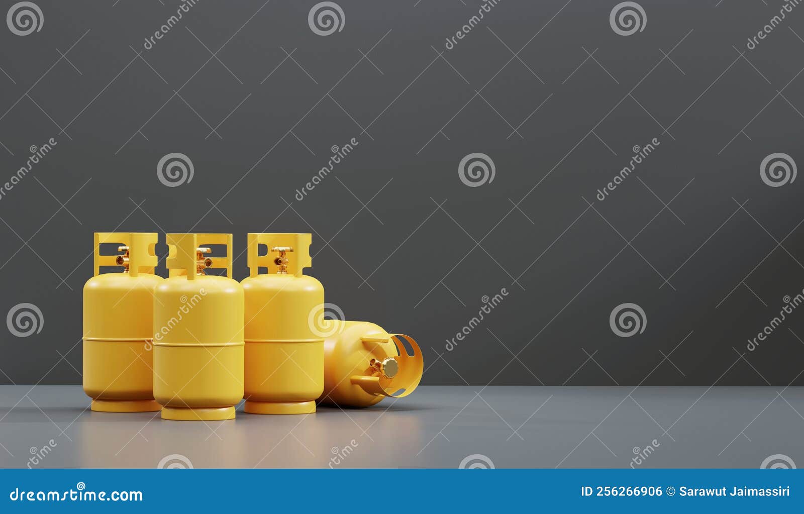 Gas Tanks Cylinder Isolated on Black Background 3d Rendering Stock