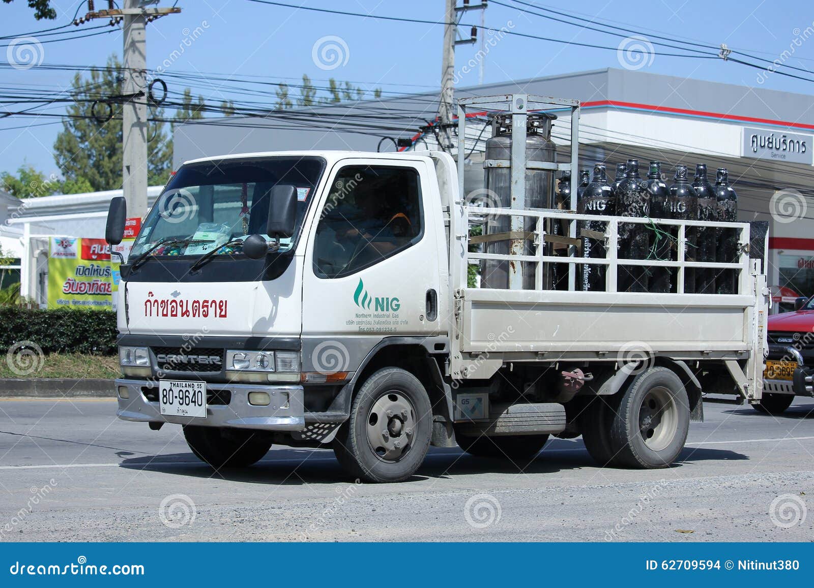 CHIANGMAI, THAILAND -OCTOBER 15 2015: Gas truck of Northern industrial gases Company. Photo at road no 1001 about 8 km from downtown Chiangmai, thailand.