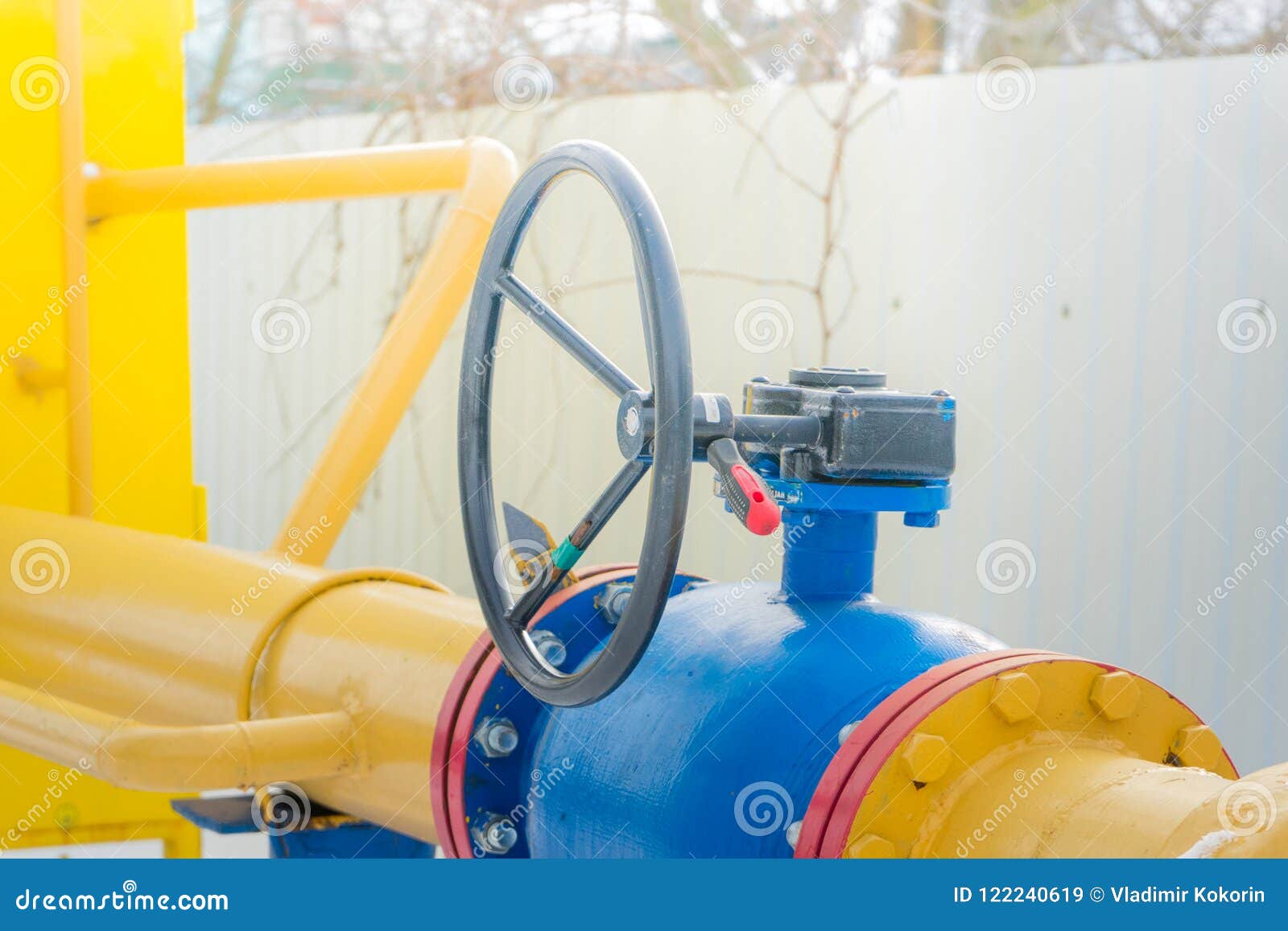 The Gas Valve is Painted with Colored Paints. Stock Image Image of