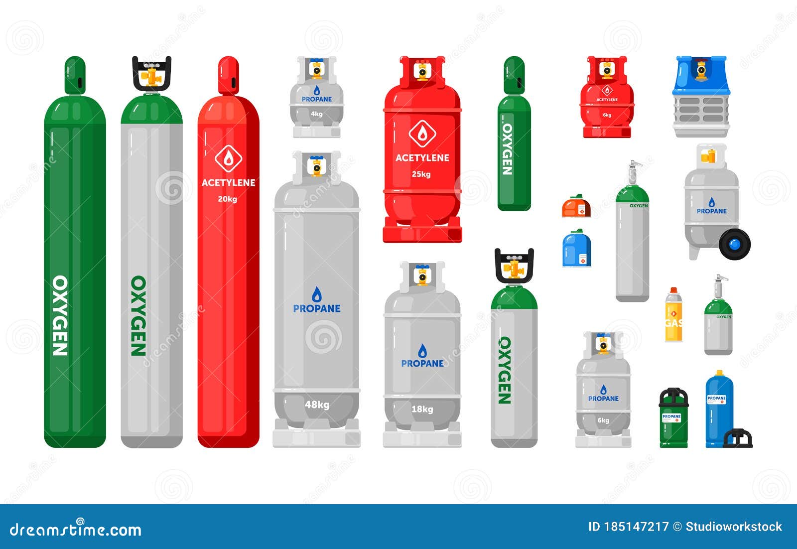 Gasflaschen. Metallbehälter Vektor Abbildung - Illustration von