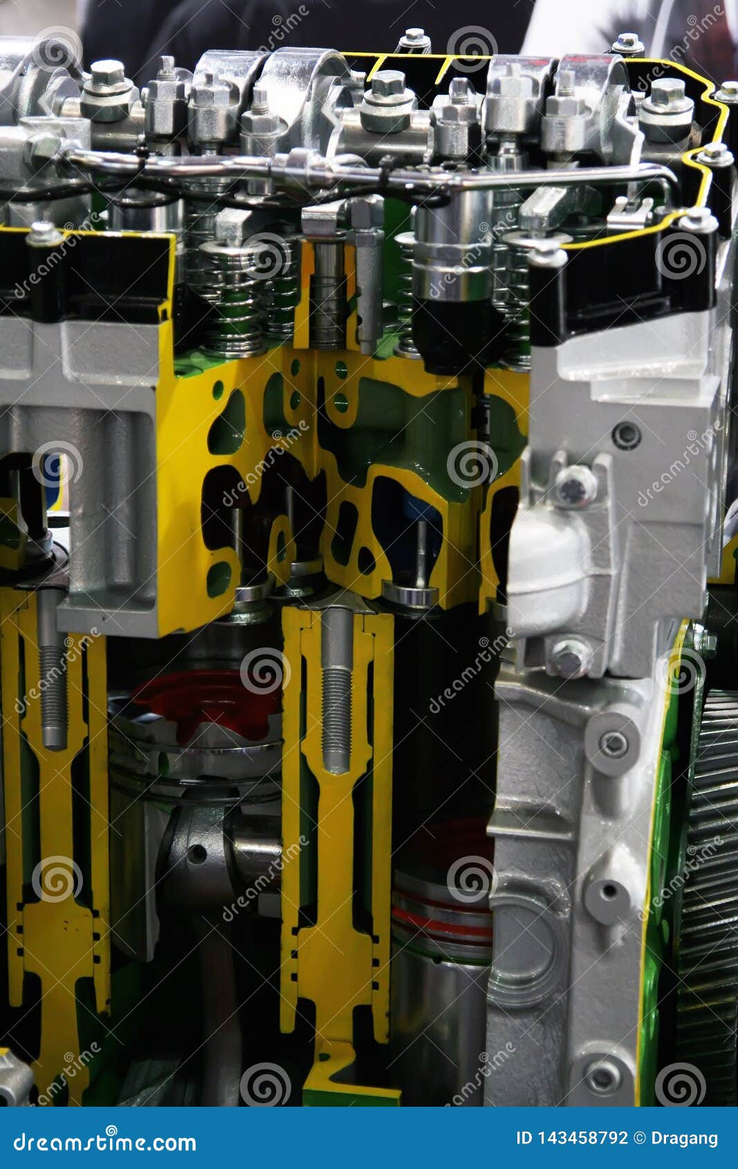 Gasoline Powered Car Engine. Automobile Engine. Car Engine Parts Stock