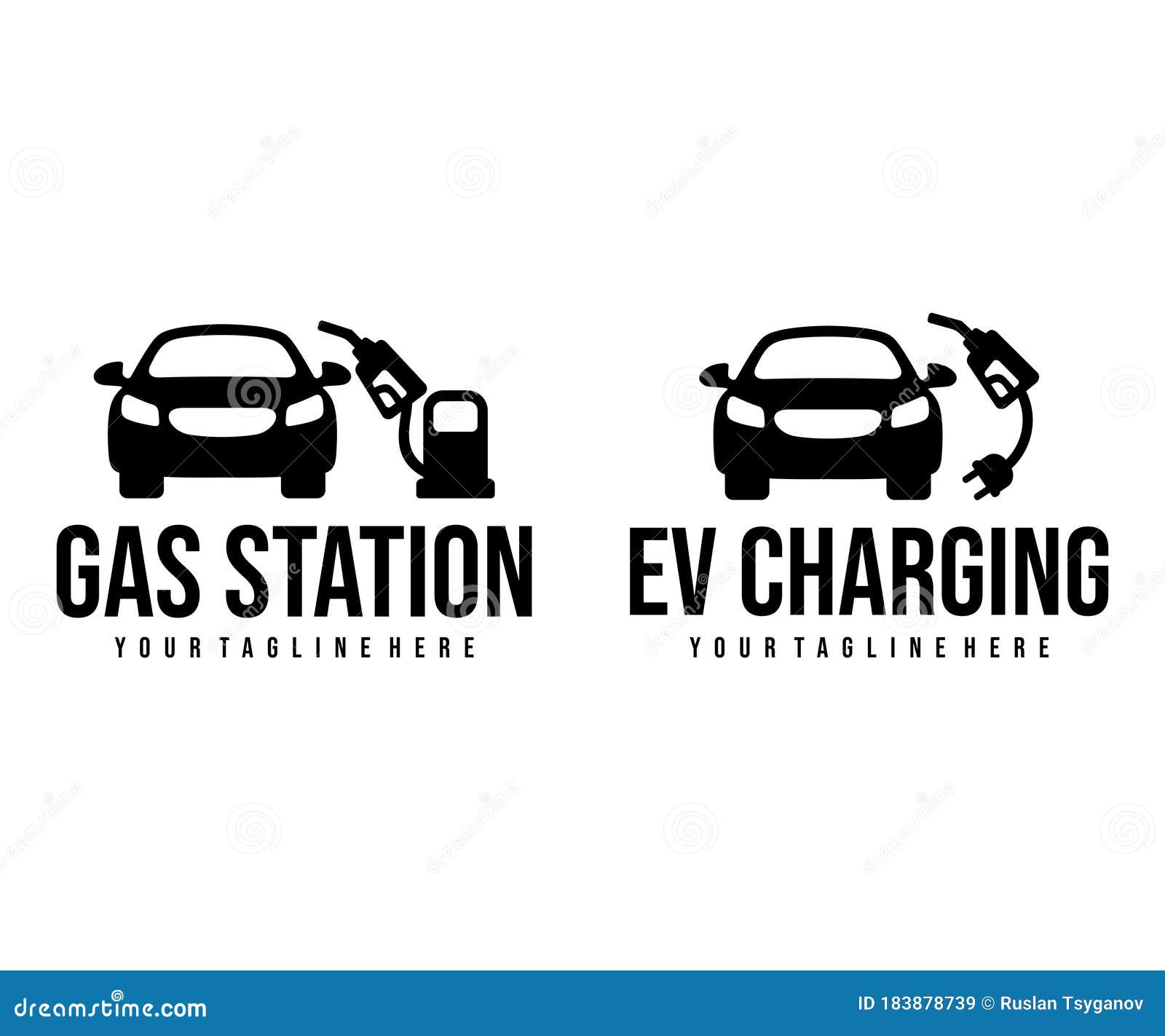 Gasolinera Y Estaciones De Carga De Ev Para El Diseno Del Logotipo Del Coche Diseno De Vectores De Energia Y Combustible Para Veh Ilustracion Del Vector Ilustracion De Gasolina Electrico