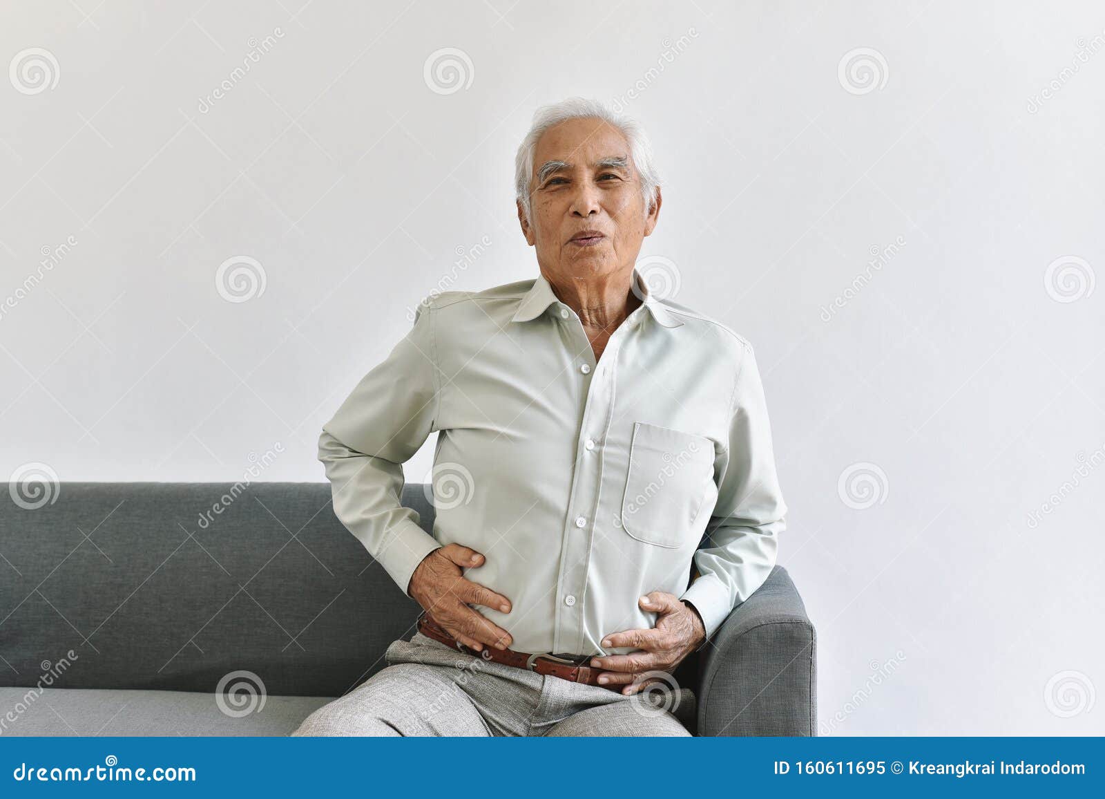 gastritis stomach pain, senior old man suffering from stomachache.