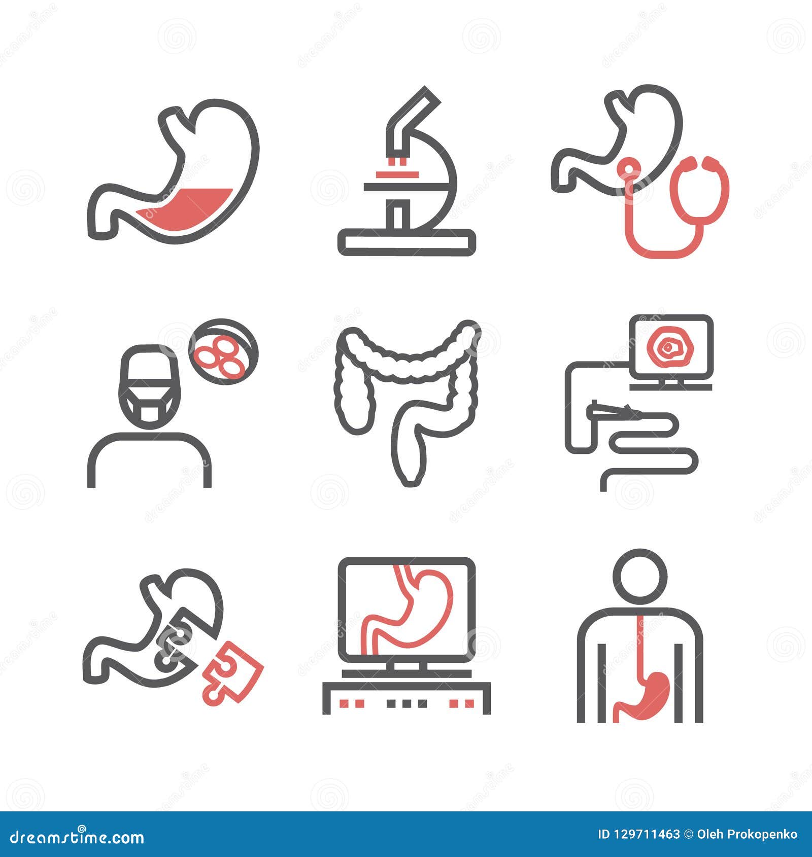 gastroenterology line icons. hospital department. health center.  sign for web graphics.