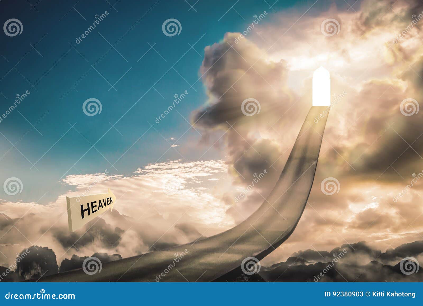 Gate of Life or the Path To Heaven Imaginative Concept. Use Islamic