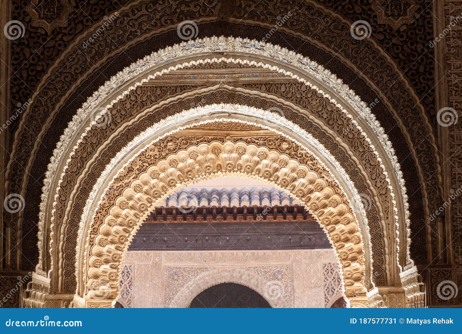 gate at nasrid palaces (palacios nazaries) at alhambra in granada, spa