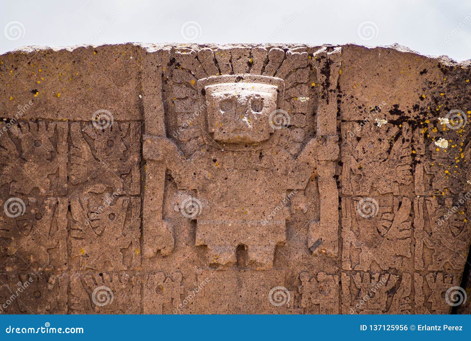 gate of the sun. kalasasaya temple. tiwuanaku archaeological site in bolivia