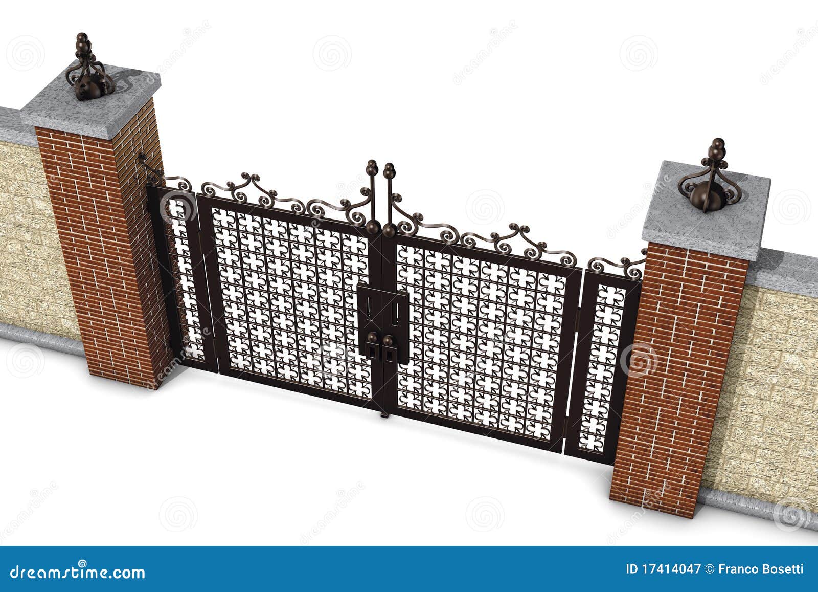 Gate And Wall Top Royalty Free Stock Photography - Image: 17414047