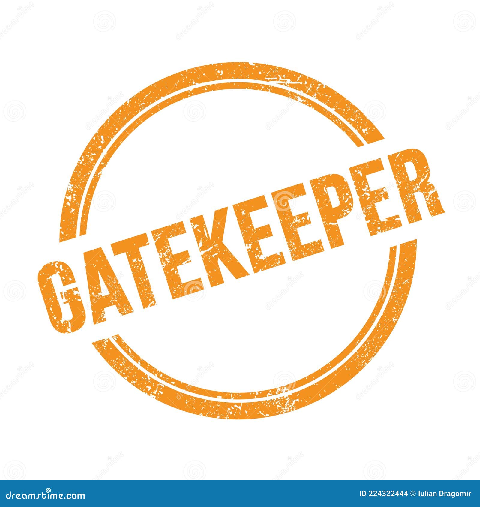 GATEKEEPER Text Written on Orange Grungy Round Stamp Stock Illustration