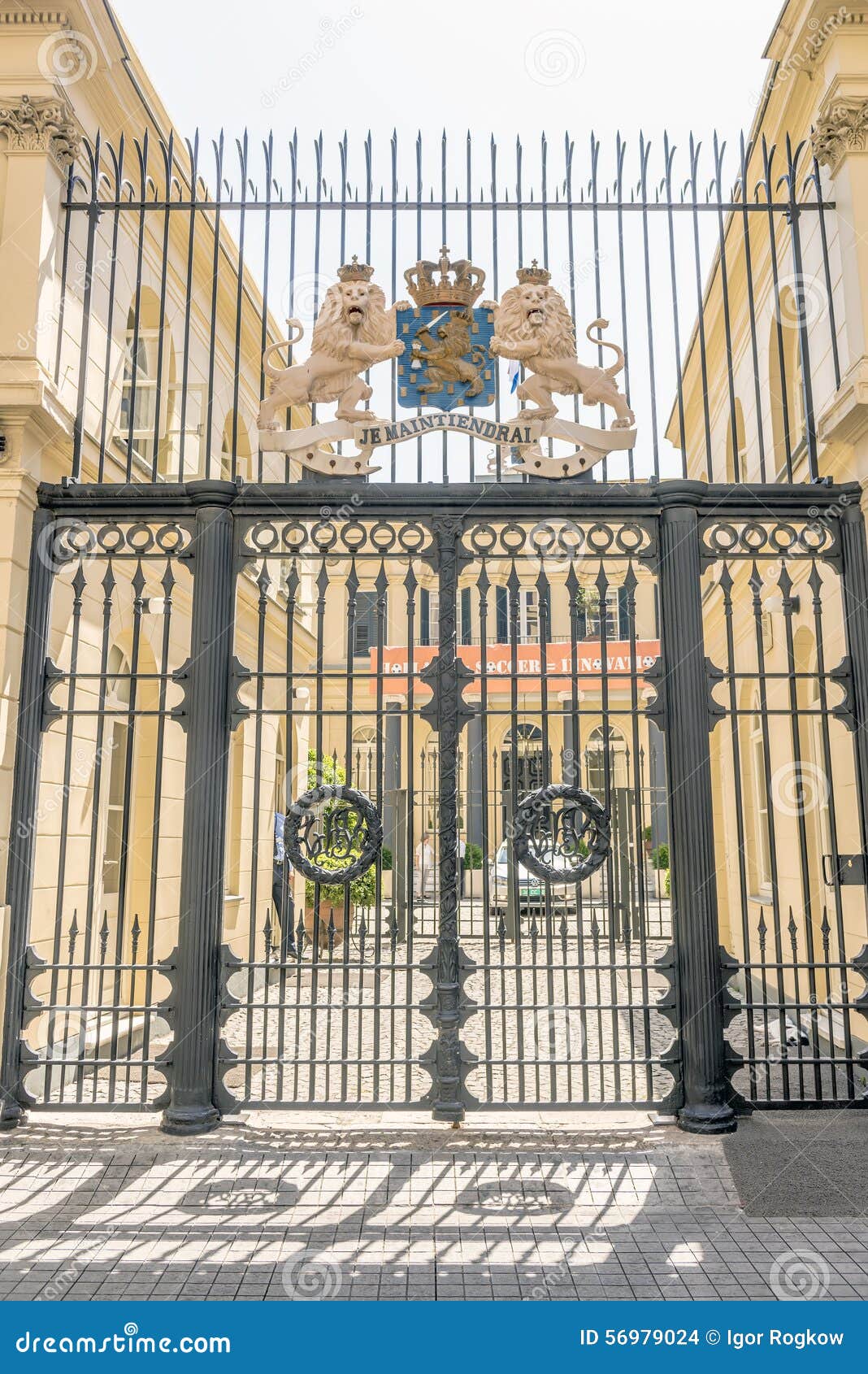 the gates of the embassy of the netherlands in the tourist center of istanbul turkey shops and cafes editorial stock image image of famous buildings 56979024