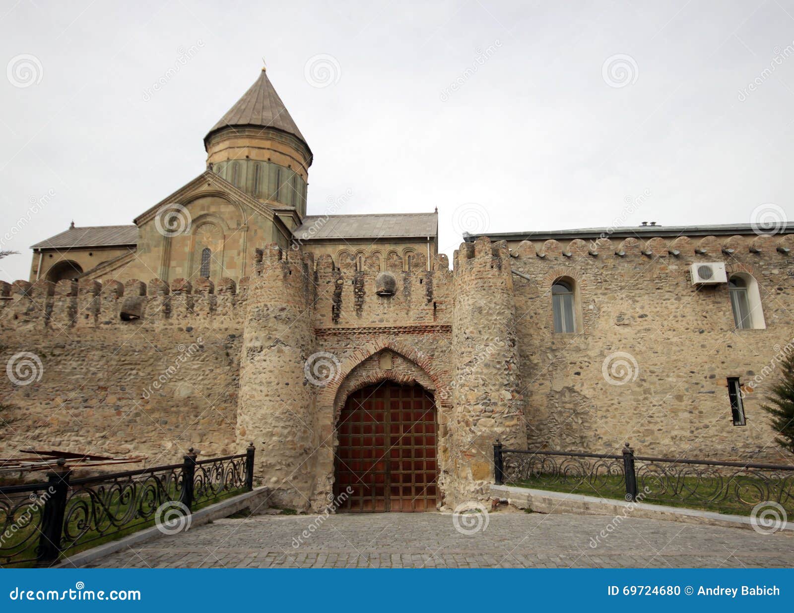 gates of svetitskhoveli cathedral in mtskheta.
