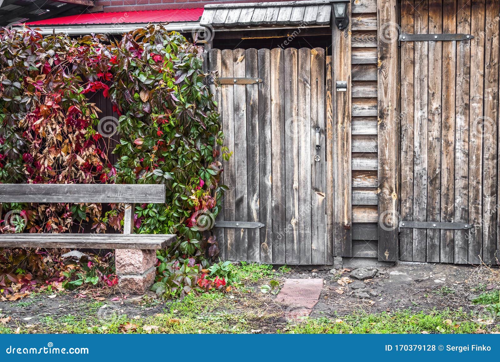 Gates of a wooden house stock photo. Image of country - 170379128
