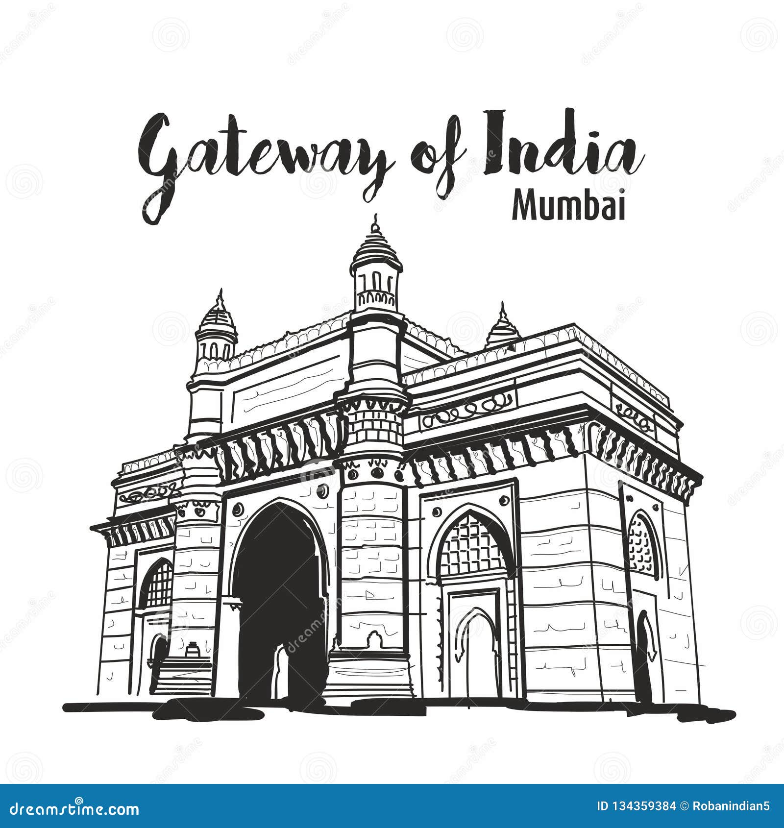 Premium Vector  Gateway of india famous landmark outline illustration