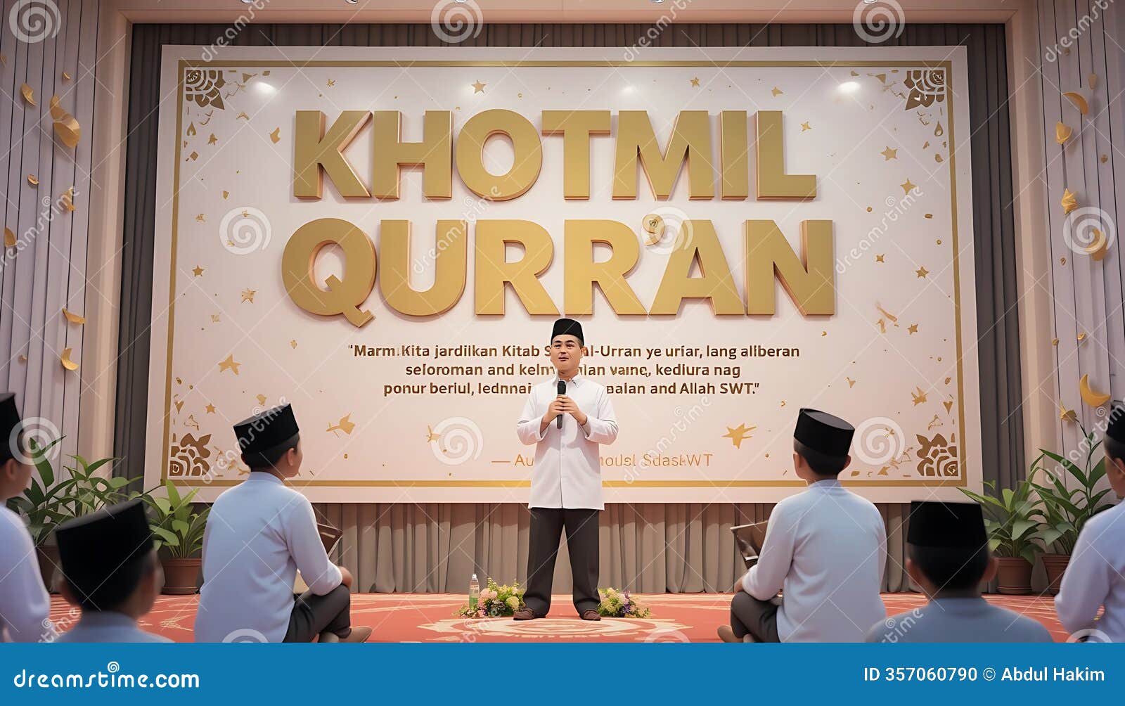 gathering event commemorating al-quran memorization with young speakers and listeners