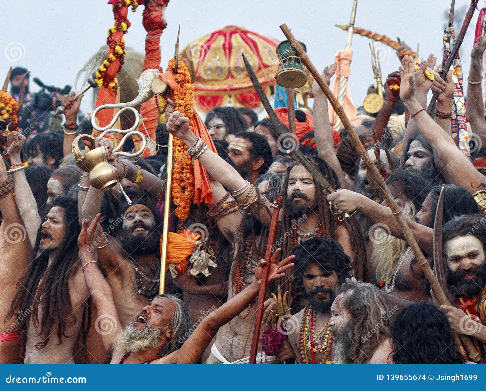 Gathering Of Naga Sadhu A Holy Sect On Hinduism On Auspicious Day Of