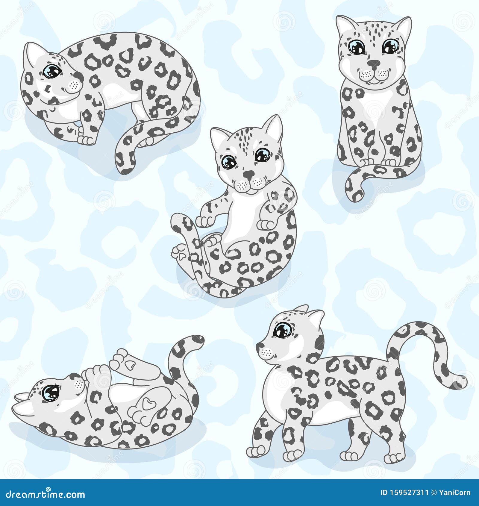 Gatitos De Leopardo De Las Nieves, Animales De Dibujos Animados, Gatito De  Gatos Salvajes, Fondo De Textura Ilustración del Vector - Ilustración de  vector, cubo: 159527311