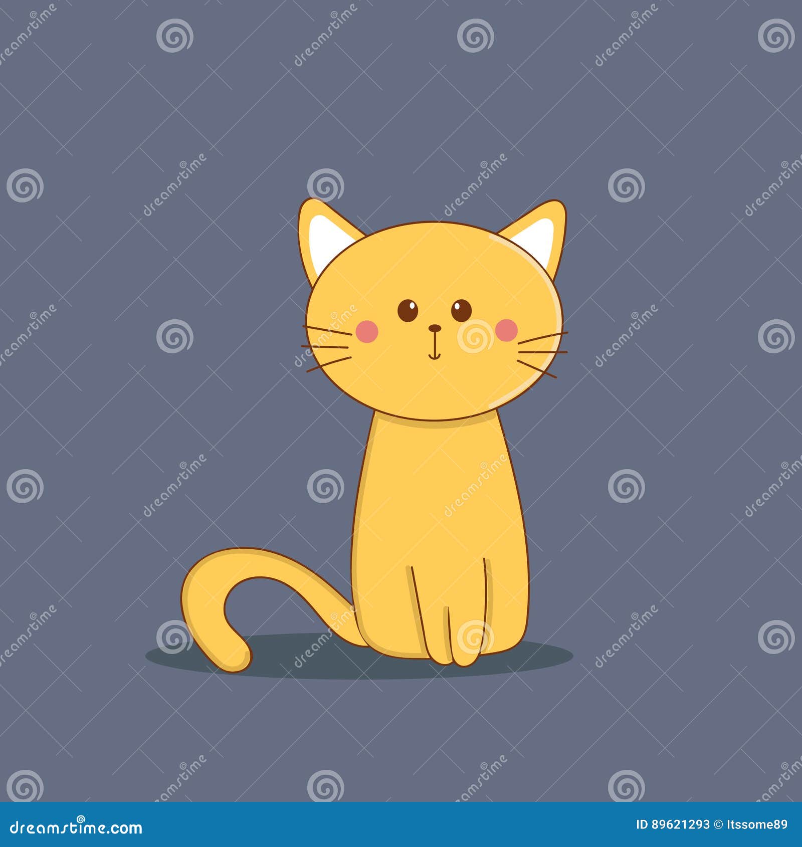 Gato amarelo bonito ilustração stock. Ilustração de doce - 89621293, image size:1600x1690