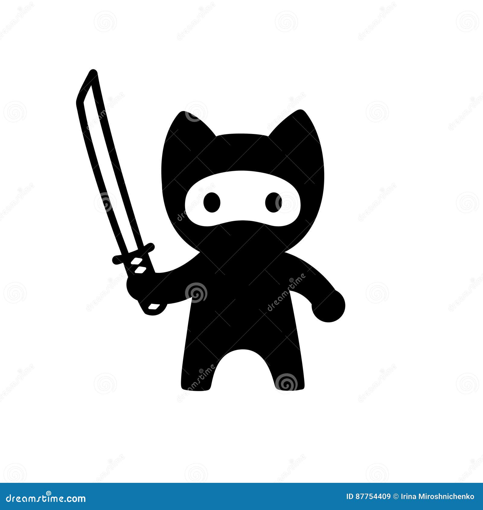 Ilustra??o de gato ninja japonês