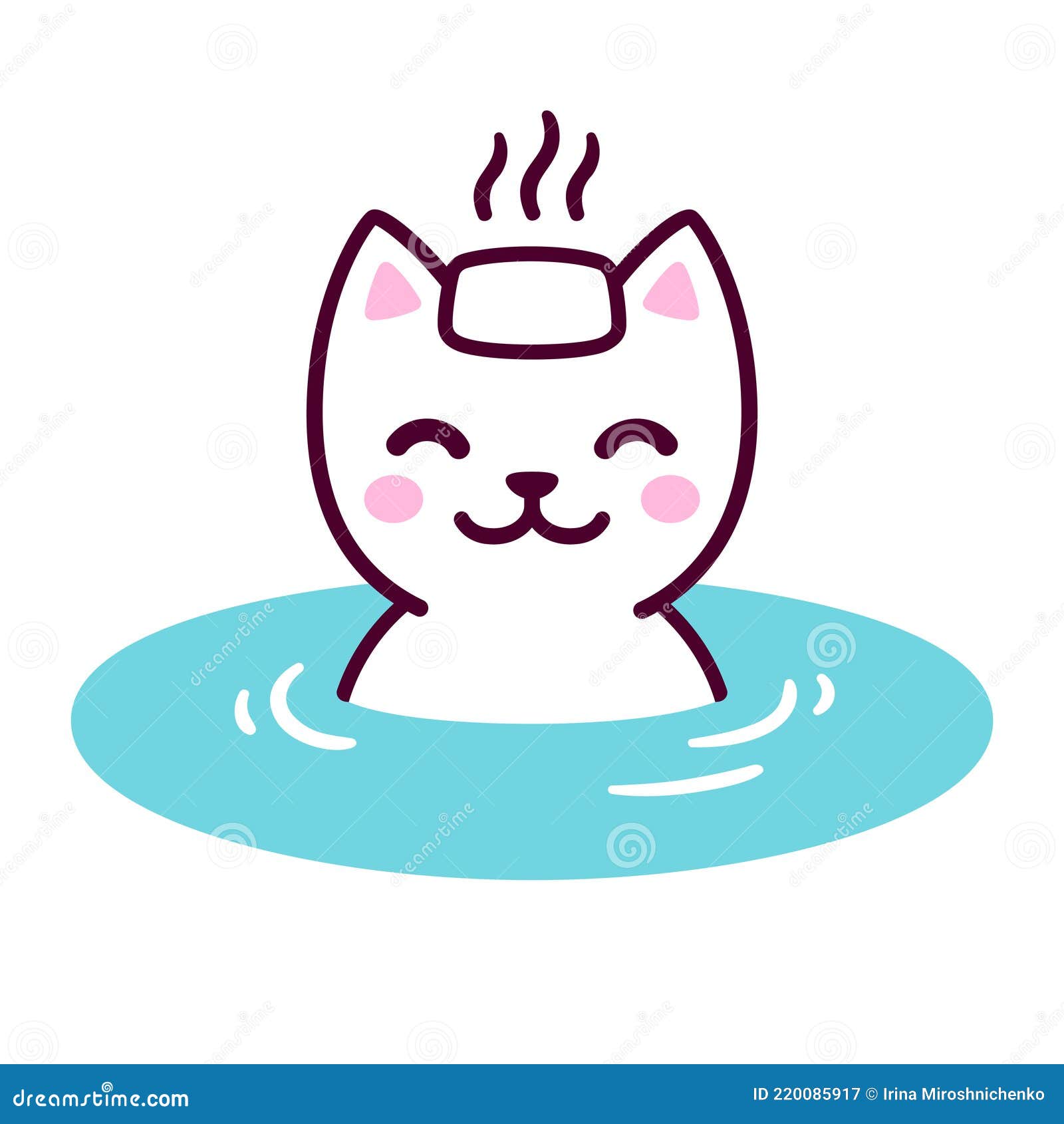 Vetores de Gato De Desenho Animado Fofo Em Onsen Japonês e mais