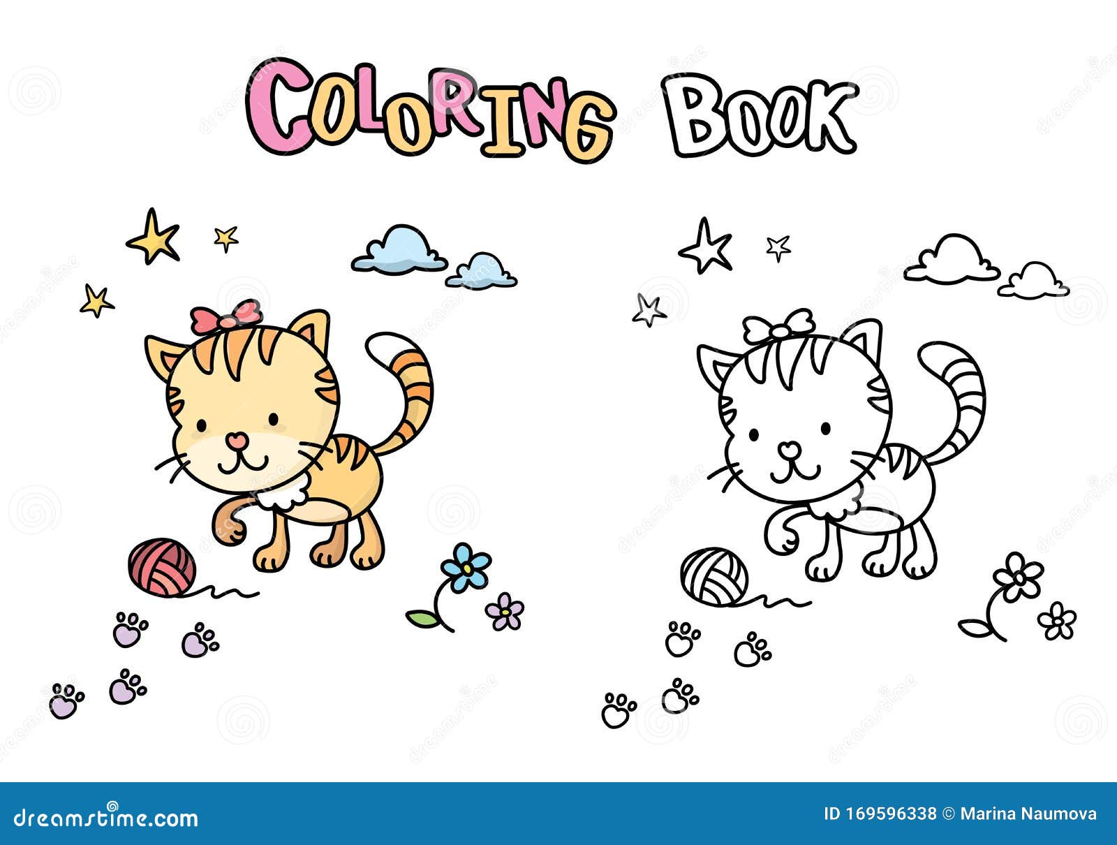 Feliz grupo de gatos desenhos animados para colorir livro imagem