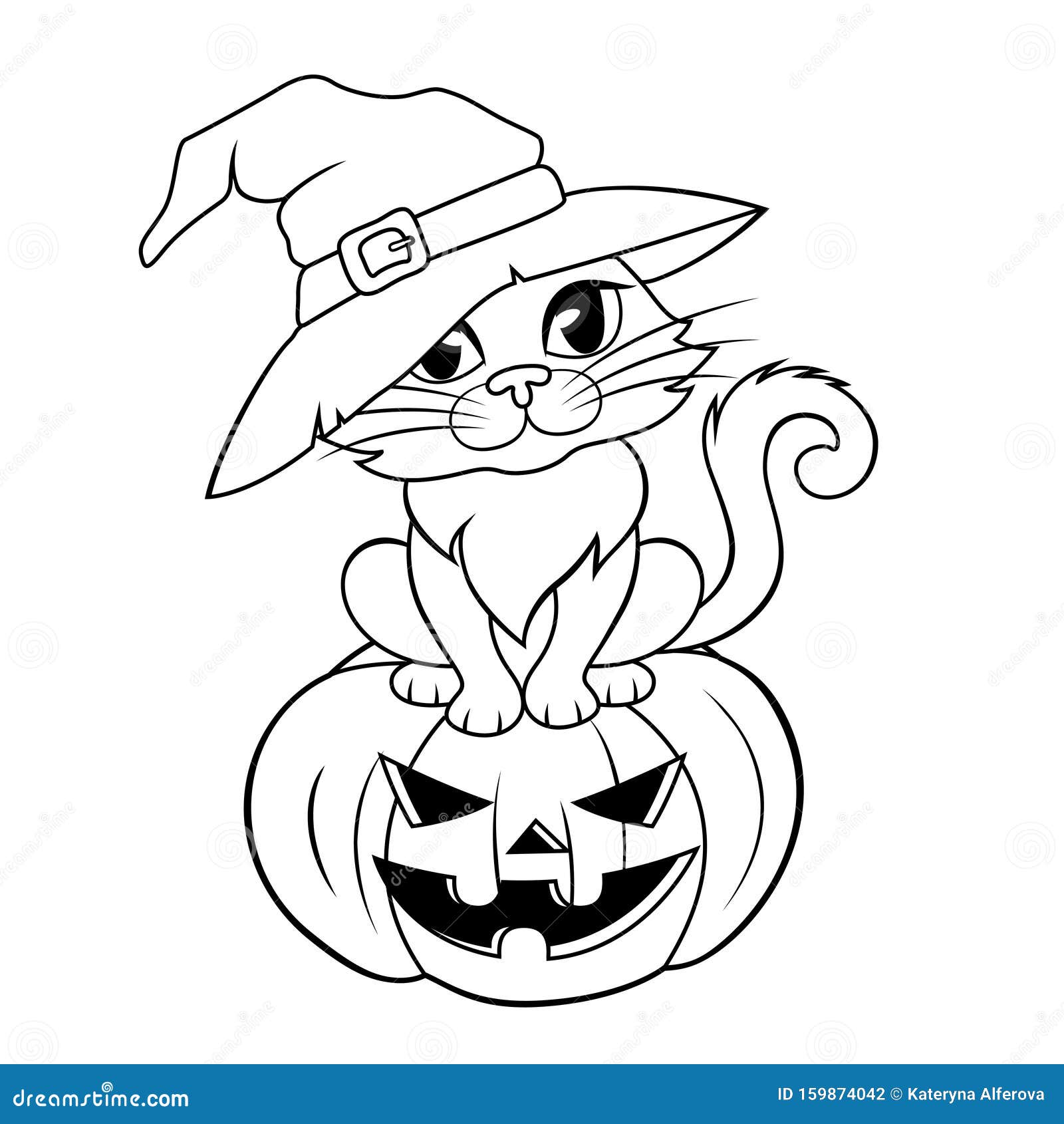 Gato preto dos desenhos animados. livro de cores do gato wicth. educação  para colorir para crianças. feliz jogo de halloween. vetor