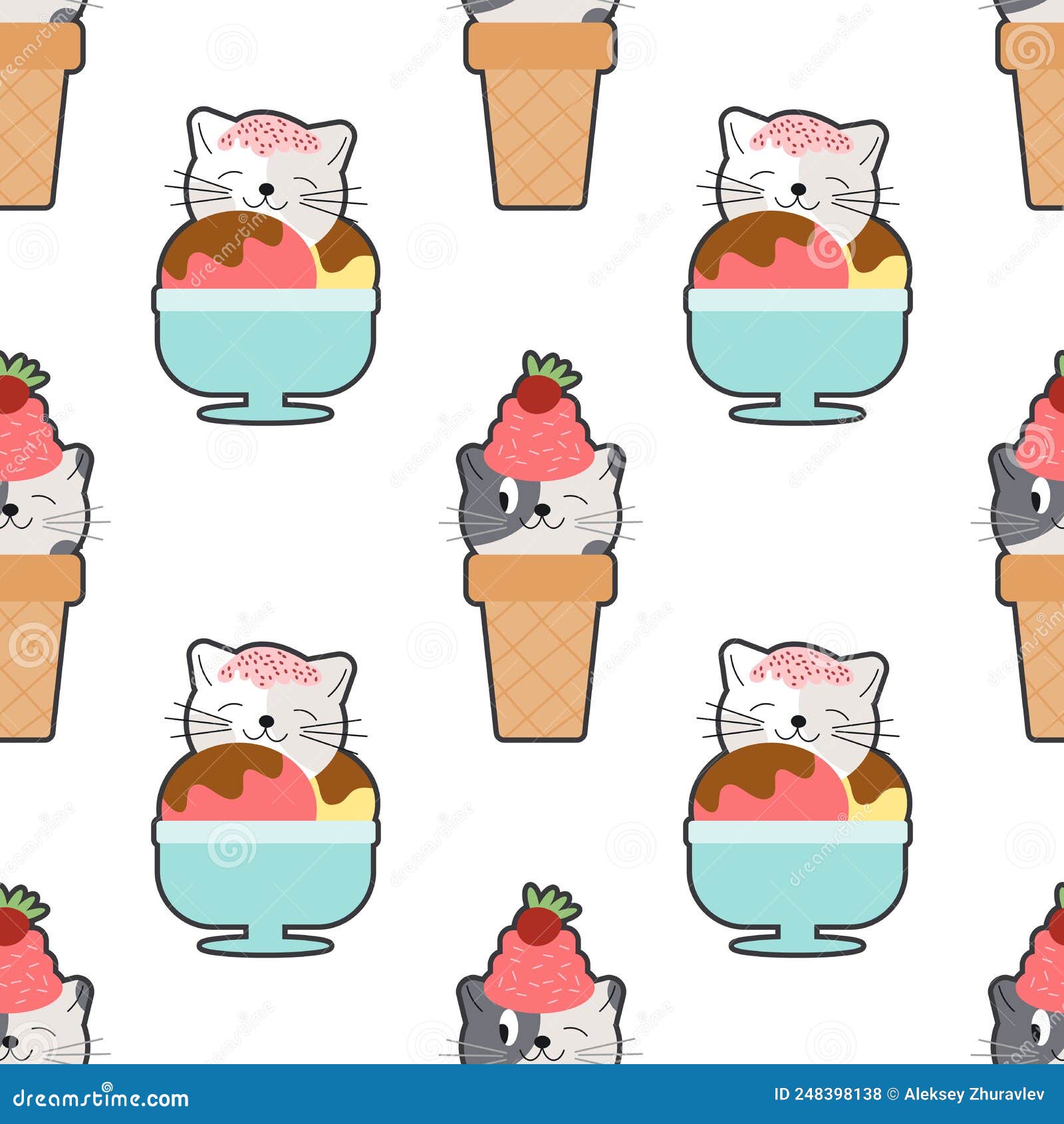 Bonito desenho engraçado sorvete kawaii para colorir para crianças