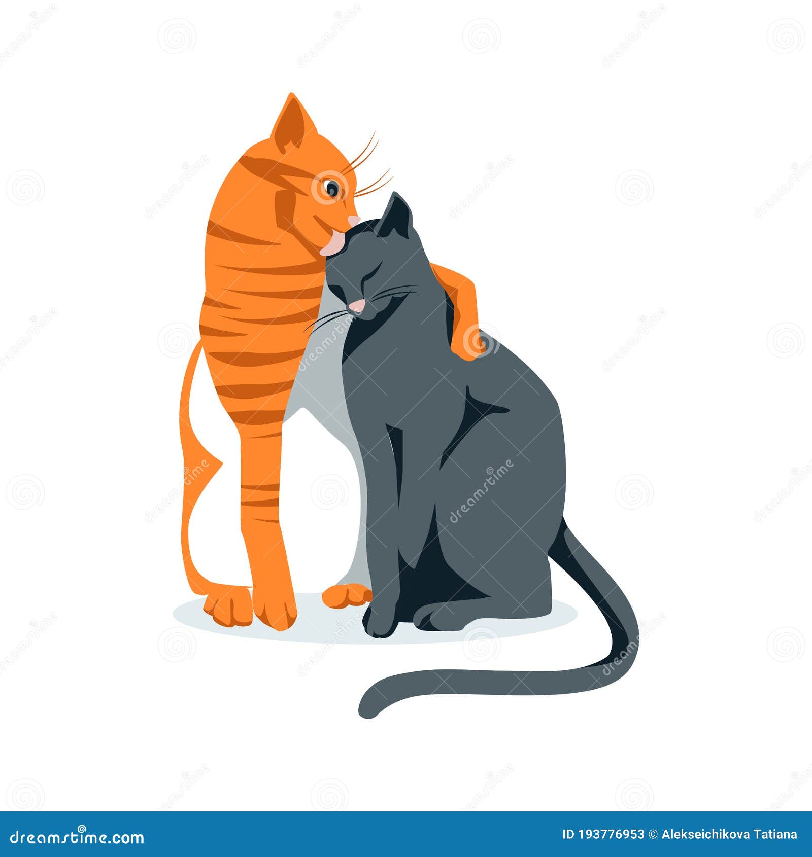 Desenhos animados de um casal de gatos fofos