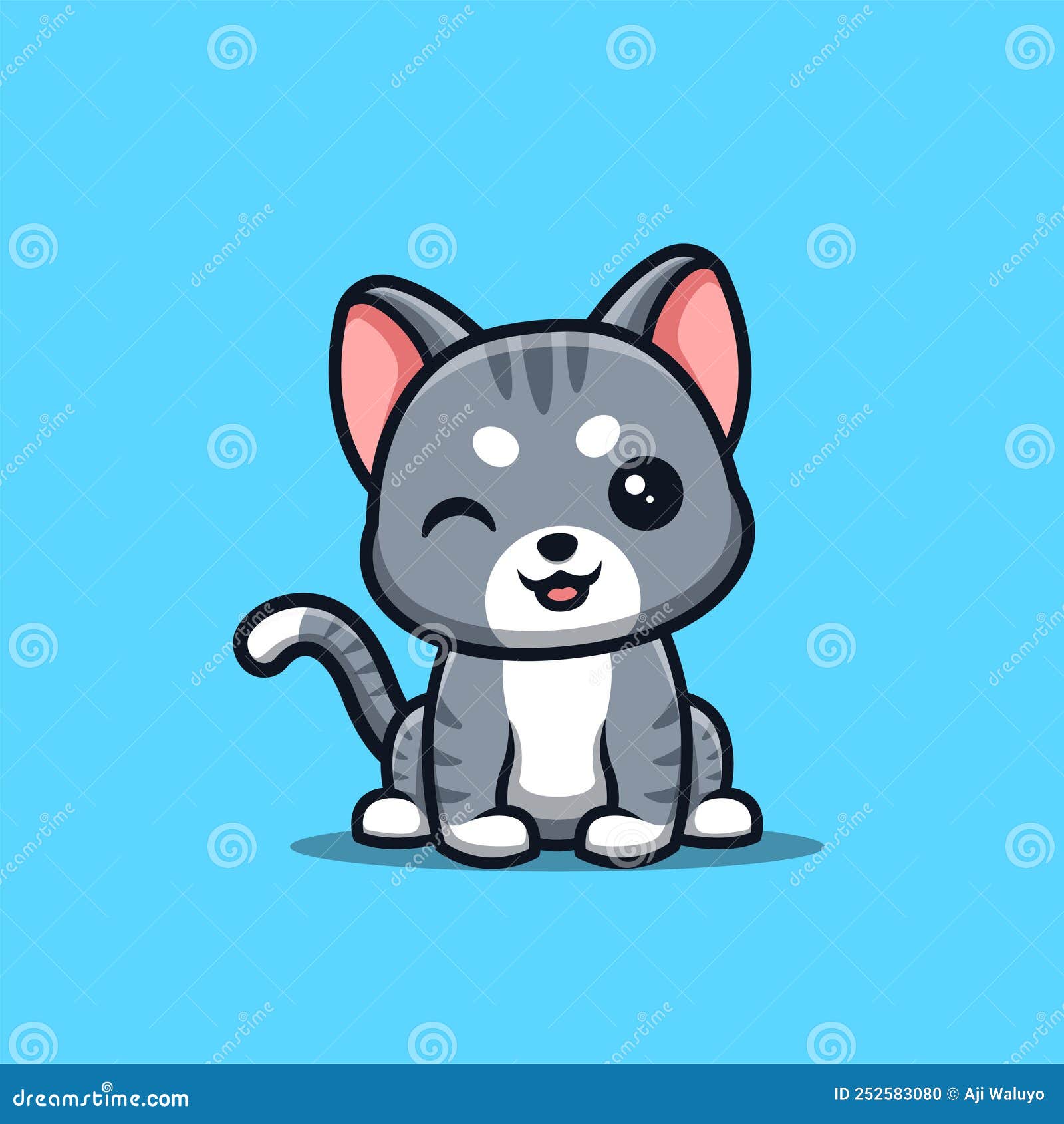 Gato Branco Marrom Kawaii Pulando Alegremente Vetor PNG , Gatos