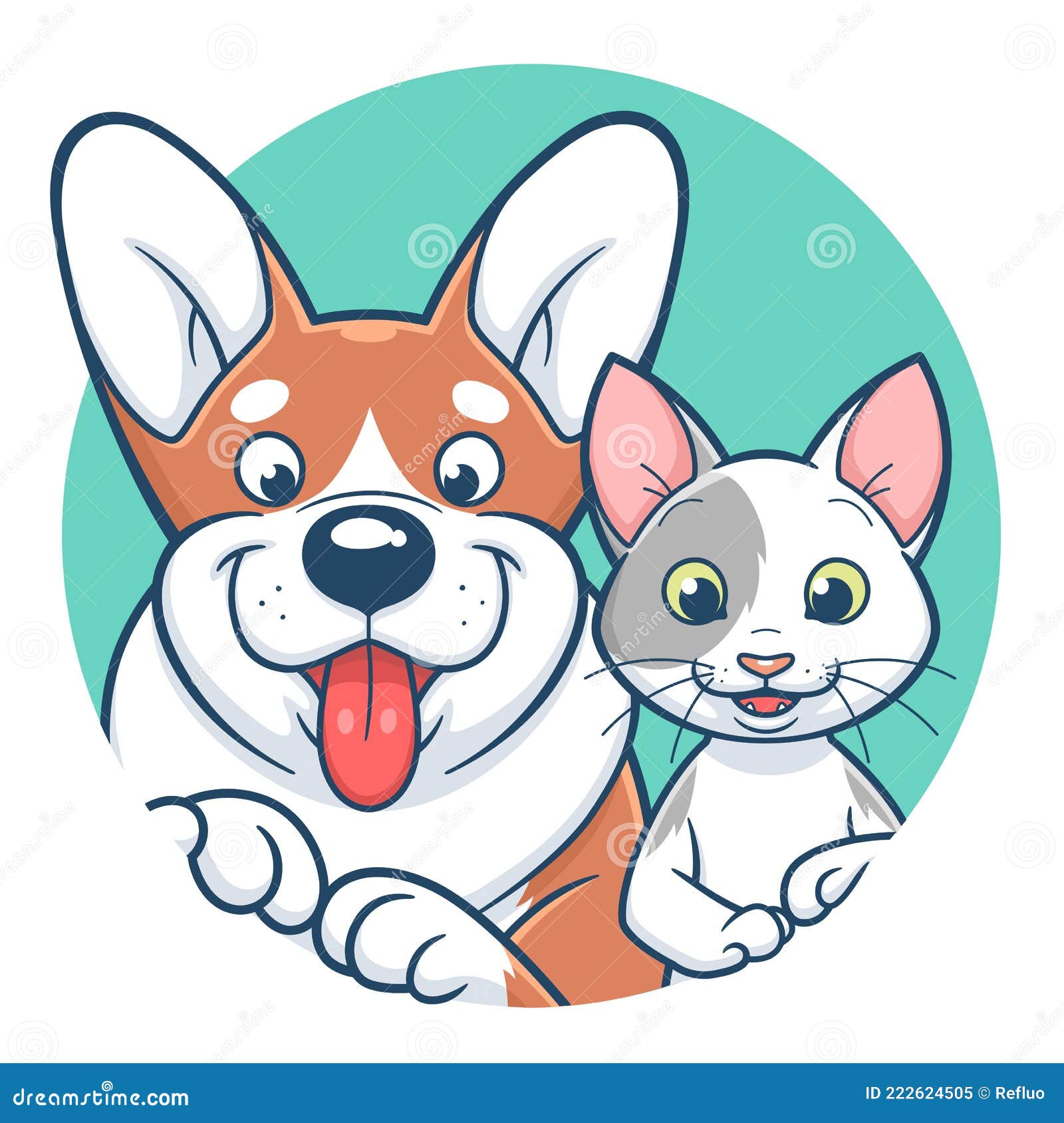 desenho animado gato e cachorro sentados juntos 3150298 Vetor no Vecteezy