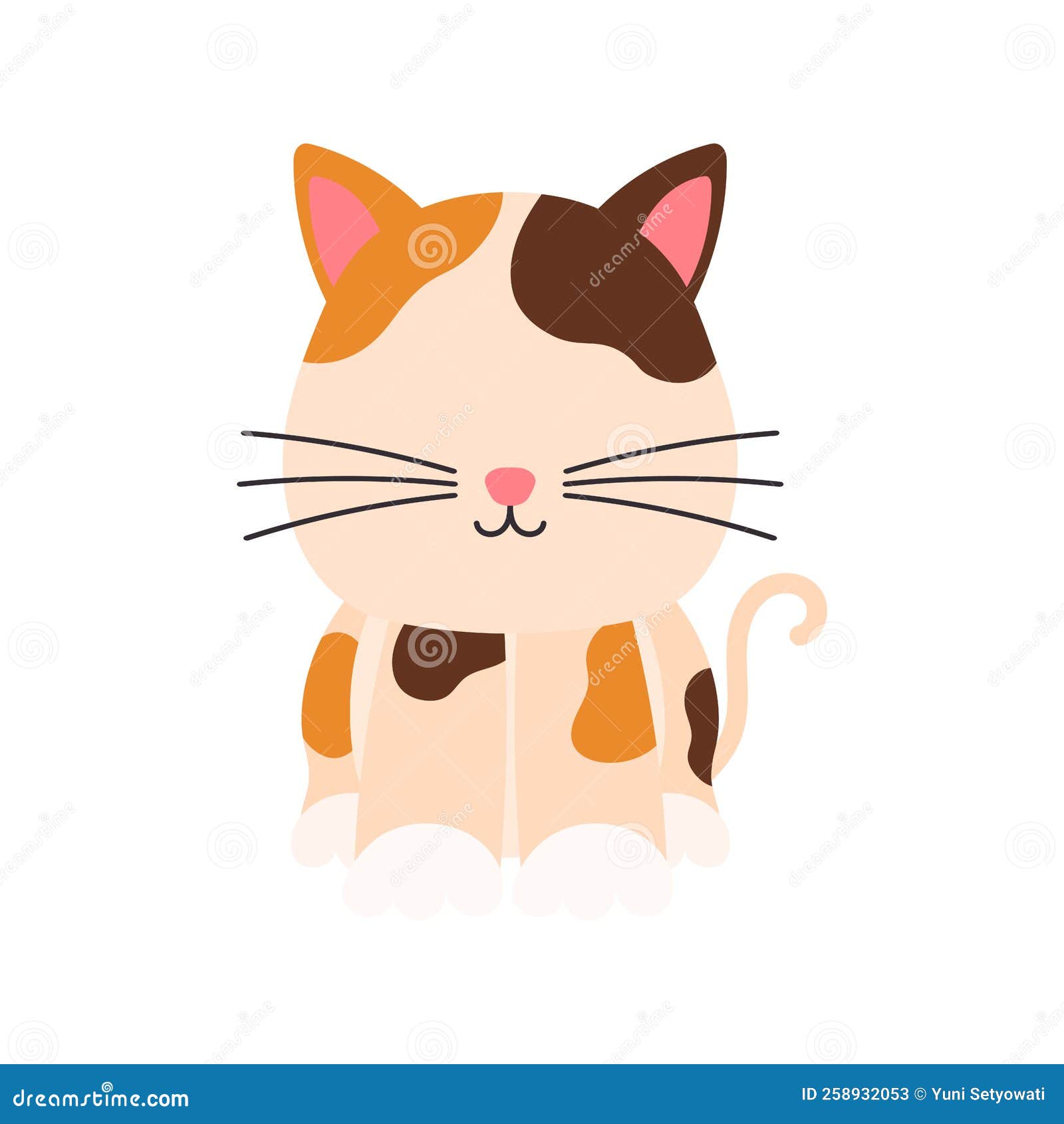 Bonito desenho animado gato branco sentado — Ilustração de Stock