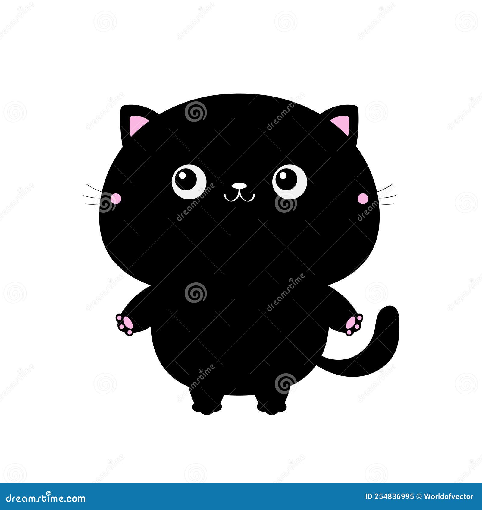 Gatinho Gato Preto Gatinho Em Pé E Segurando O Coração Rosa Grande. Feliz  Dia Dos Namorados. Cartoon Bonito Kawaii Personagem Animal Engraçado.  Design Plano. Cartão De Amor. Fundo Branco. Isolado. Ilustração Vetorial