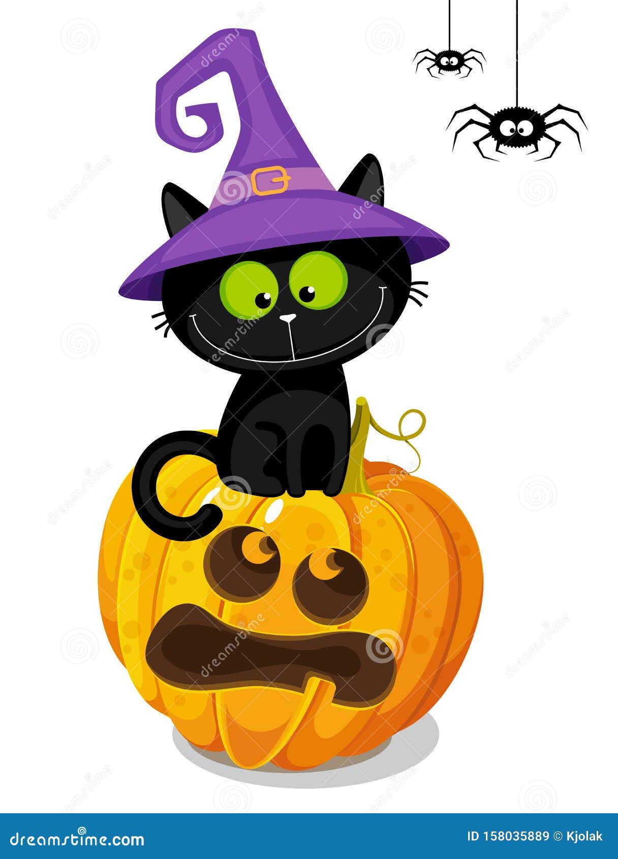 Ilustração Do Vetor Do Estilo Dos Desenhos Animados Do Gato Preto De Dia  Das Bruxas Ilustração Stock - Ilustração de halloween, truque: 112009211