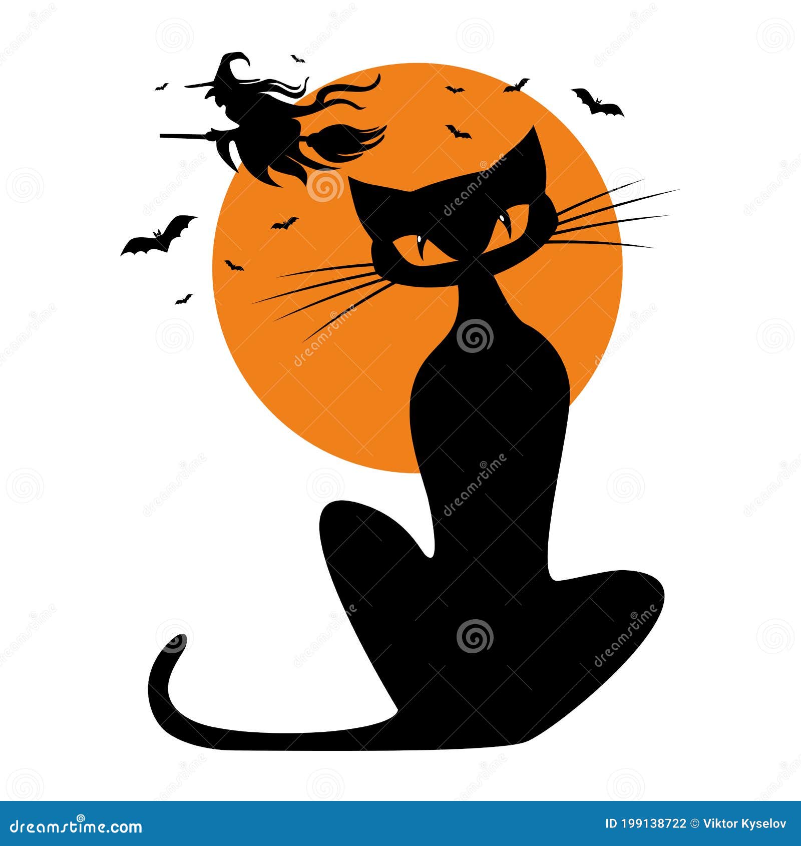 Fofo Laranja Dia Das Bruxas Bruxa Carácter Com Gato Preto - Arte