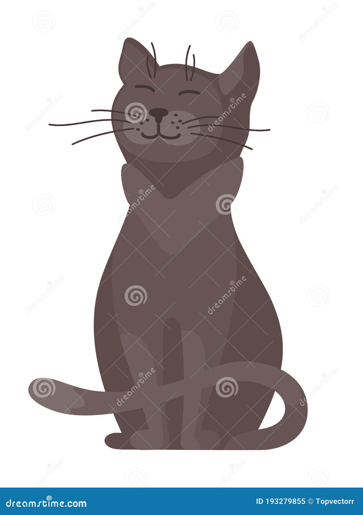 Ilustração de gato preto bonito dos desenhos animados com olhos