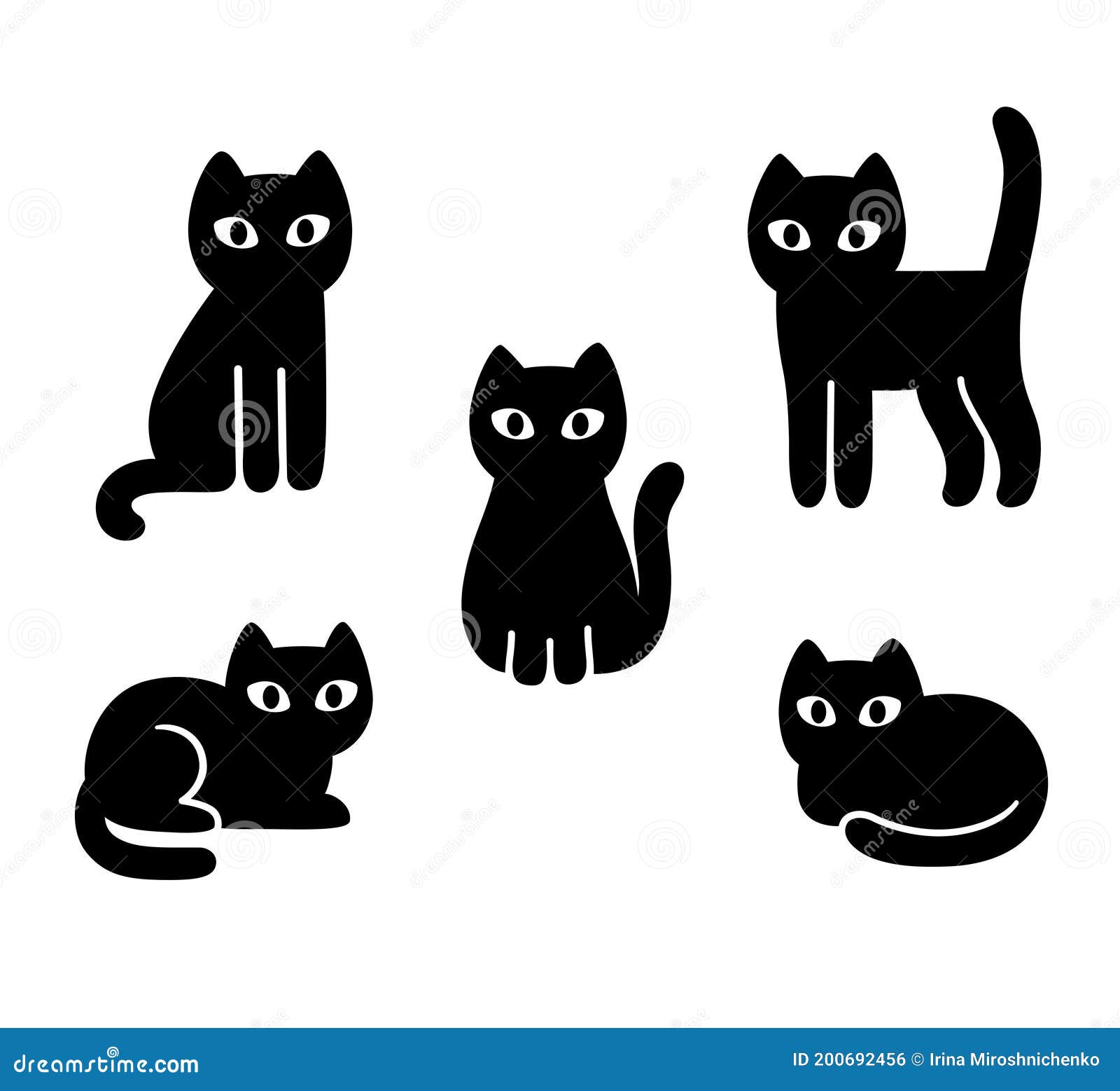 Gatos pretos definem ilustração simples e misteriosa de desenho