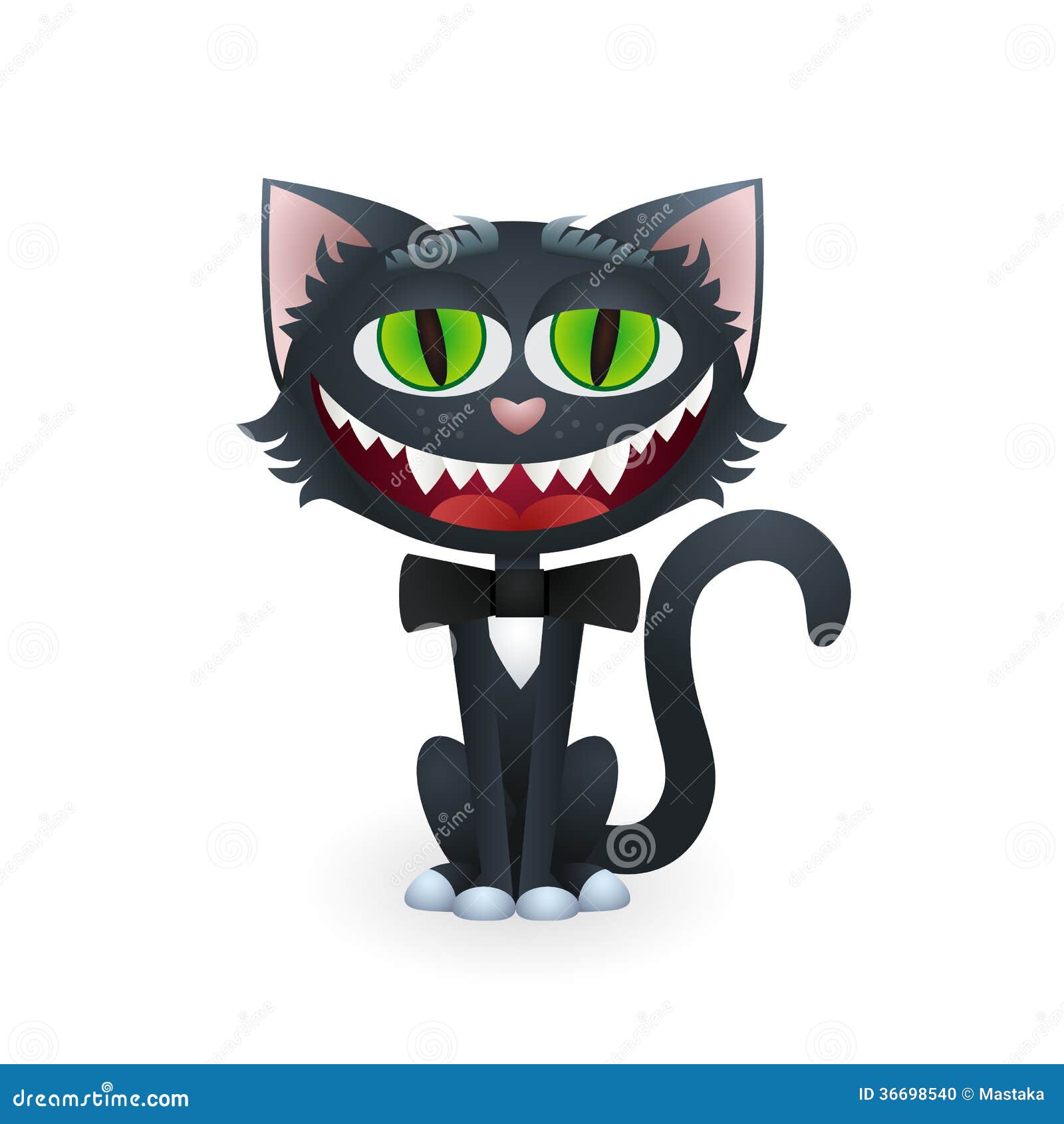 Póster Cabeça de gato cinza preto olhando pro laço azul pendurado na linha.  gatos em uma fileira. tamanho diferente. conjunto de família personagem de  desenho animado bonito. cartão da coleção do bebê