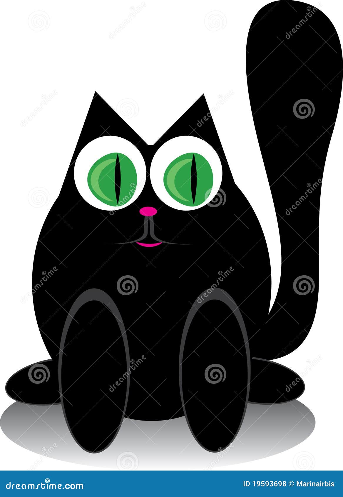 Desenhos animados doodle desenho de gato preto. silhueta de gatinho simples  e fofo, ilustração vetorial de halloween.