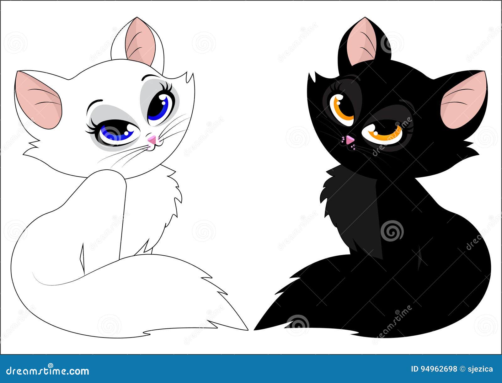 Grátis Gato Preto E Branco Dos Desenhos Animados Com Elementos