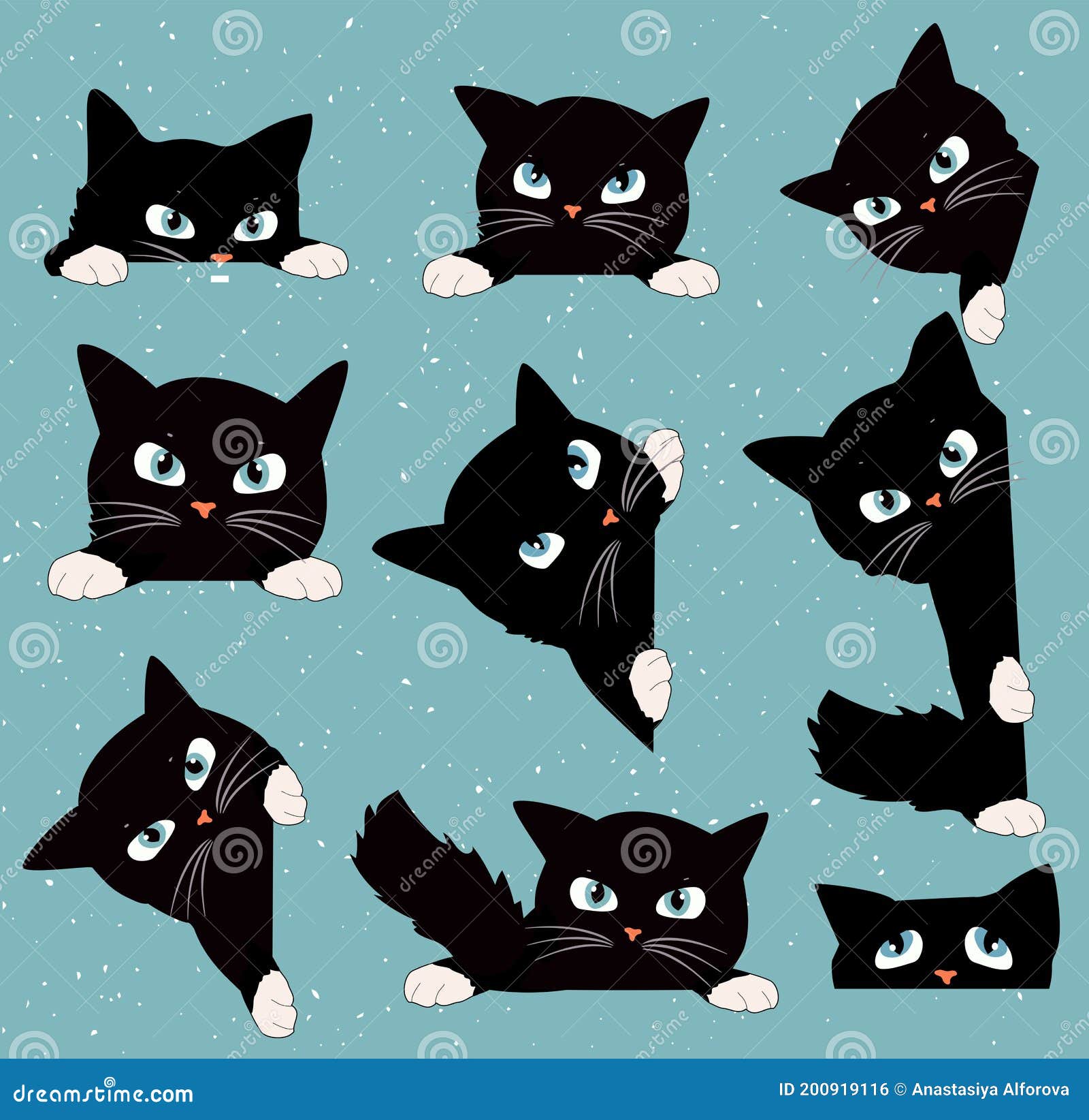 Jogo De Gatos Pretos Coleção De Gatos Dos Desenhos Animados Para