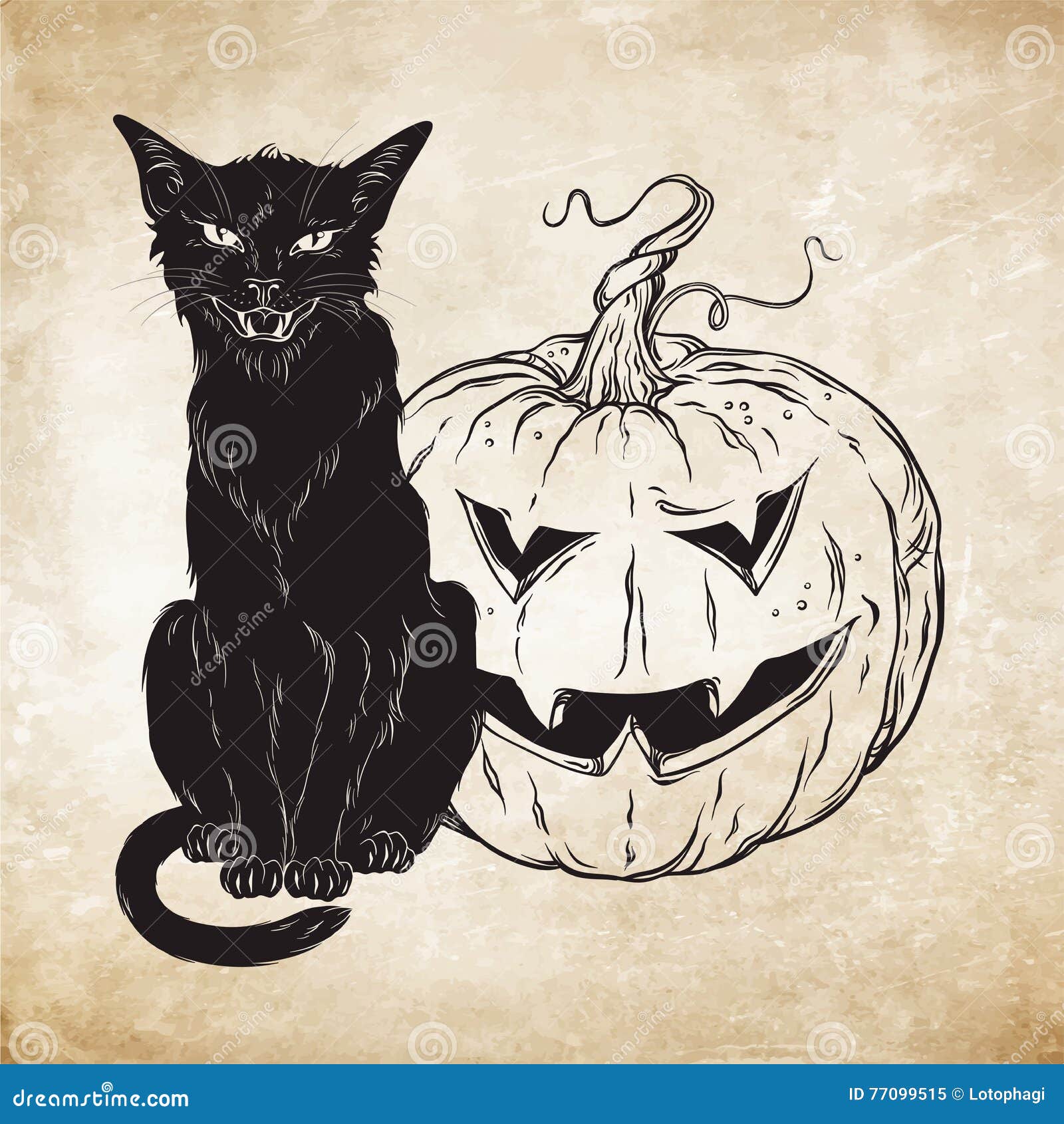 Ilustração Do Vetor Assustador Halloween Desenhos Do Gato-do-mato