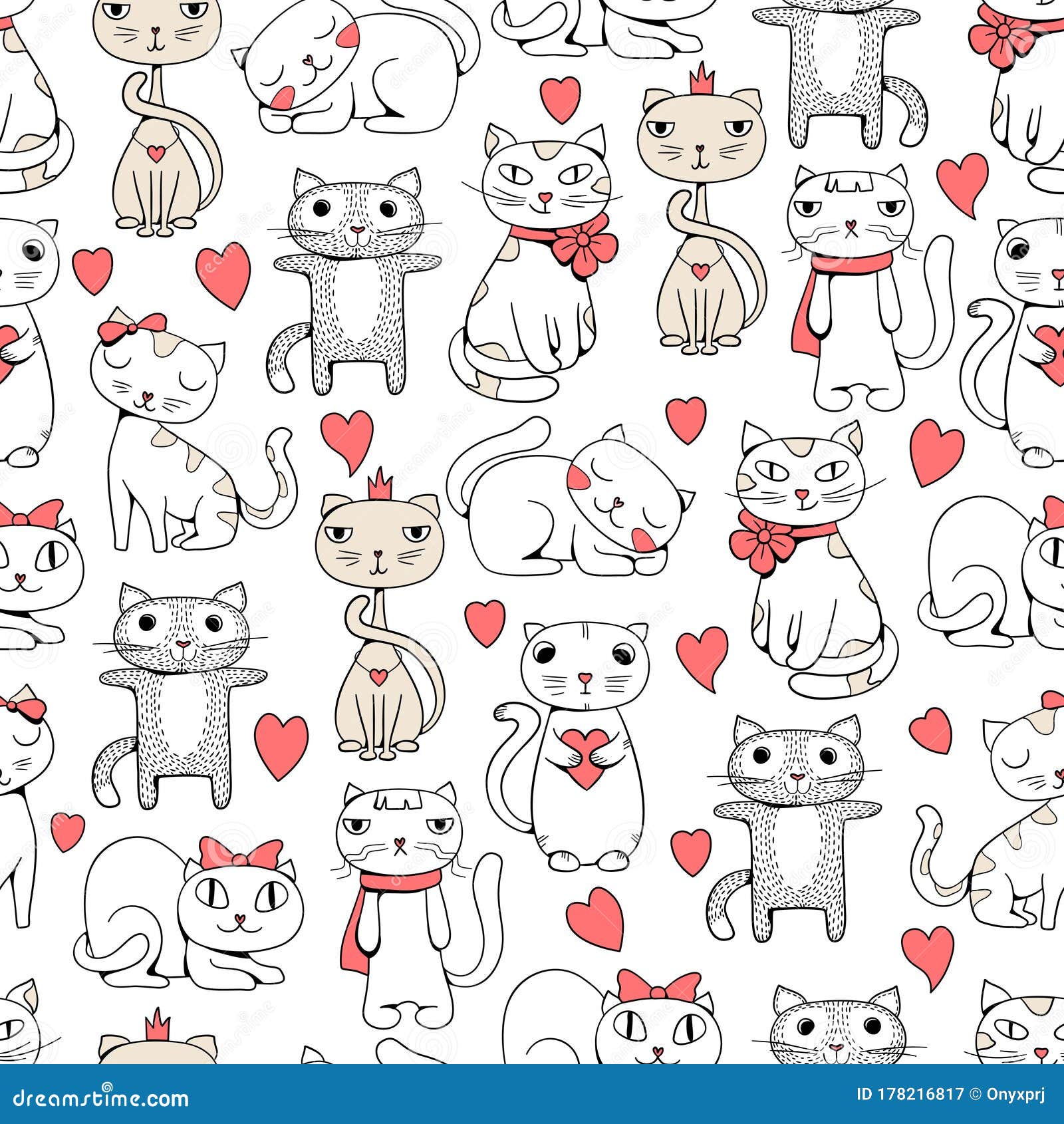 Fundo Padrão Sem Emenda Gato Bonito Estilo Engraçado Personagem De