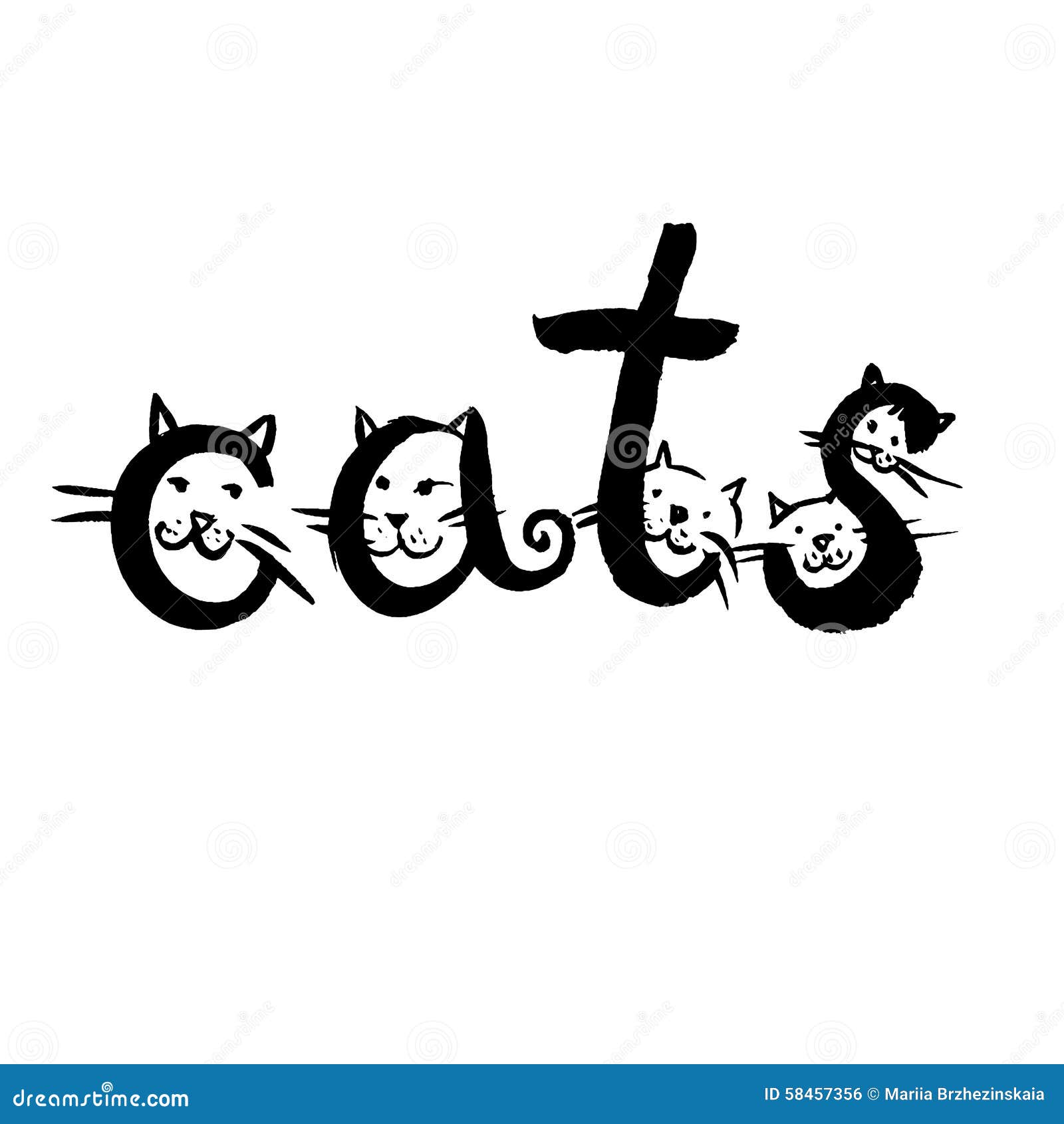 Gatos de la palabra ilustración del vector. Ilustración de gato - 58457356 Gatos de la palabra ilustración del vector. Ilustración de gato - 58457356