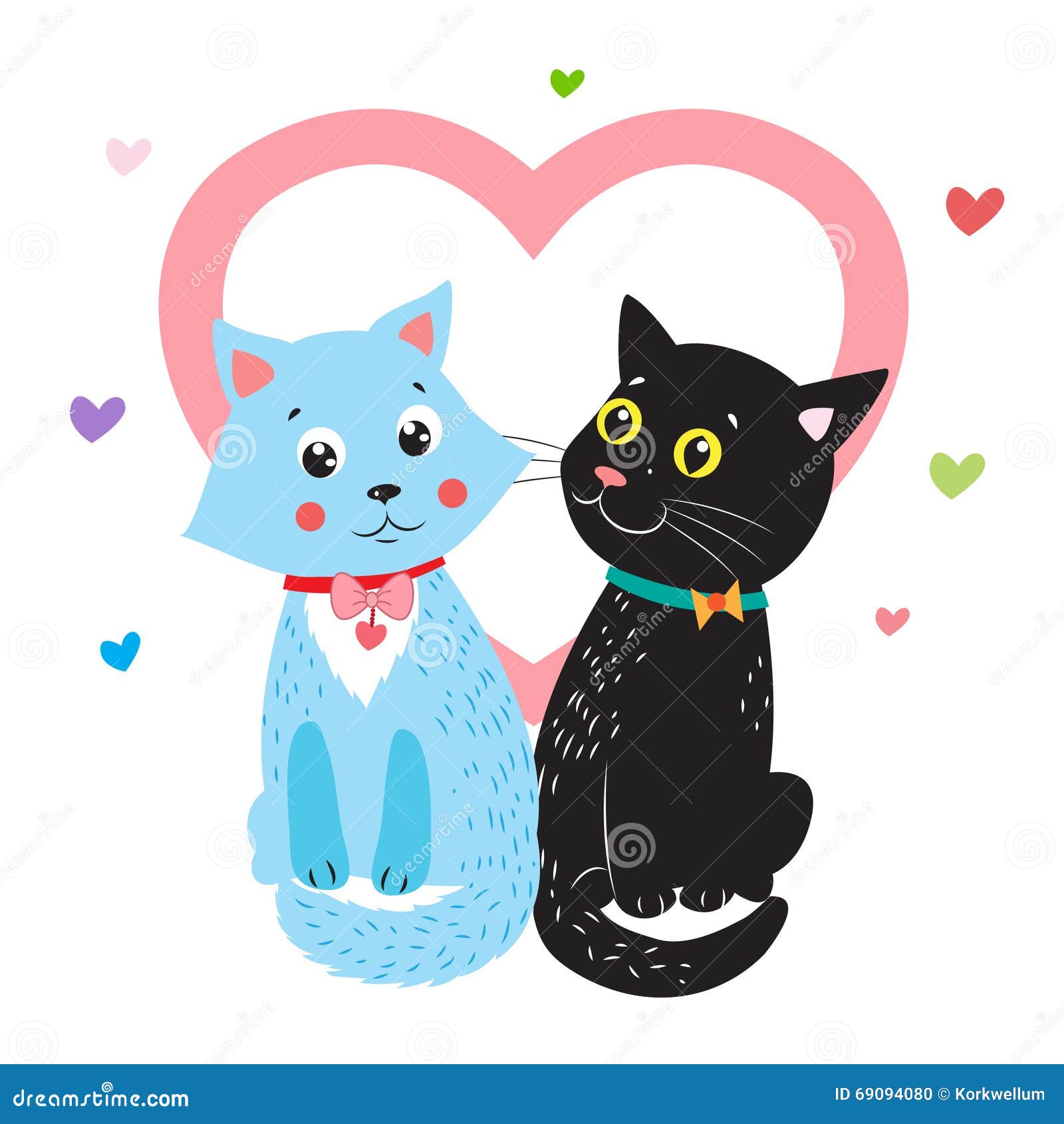 Gato Bonito Dos Desenhos Animados E Gato No Amor. Ilustração De Um Par De  Gatos. Foto Royalty Free, Gravuras, Imagens e Banco de fotografias. Image  198150499