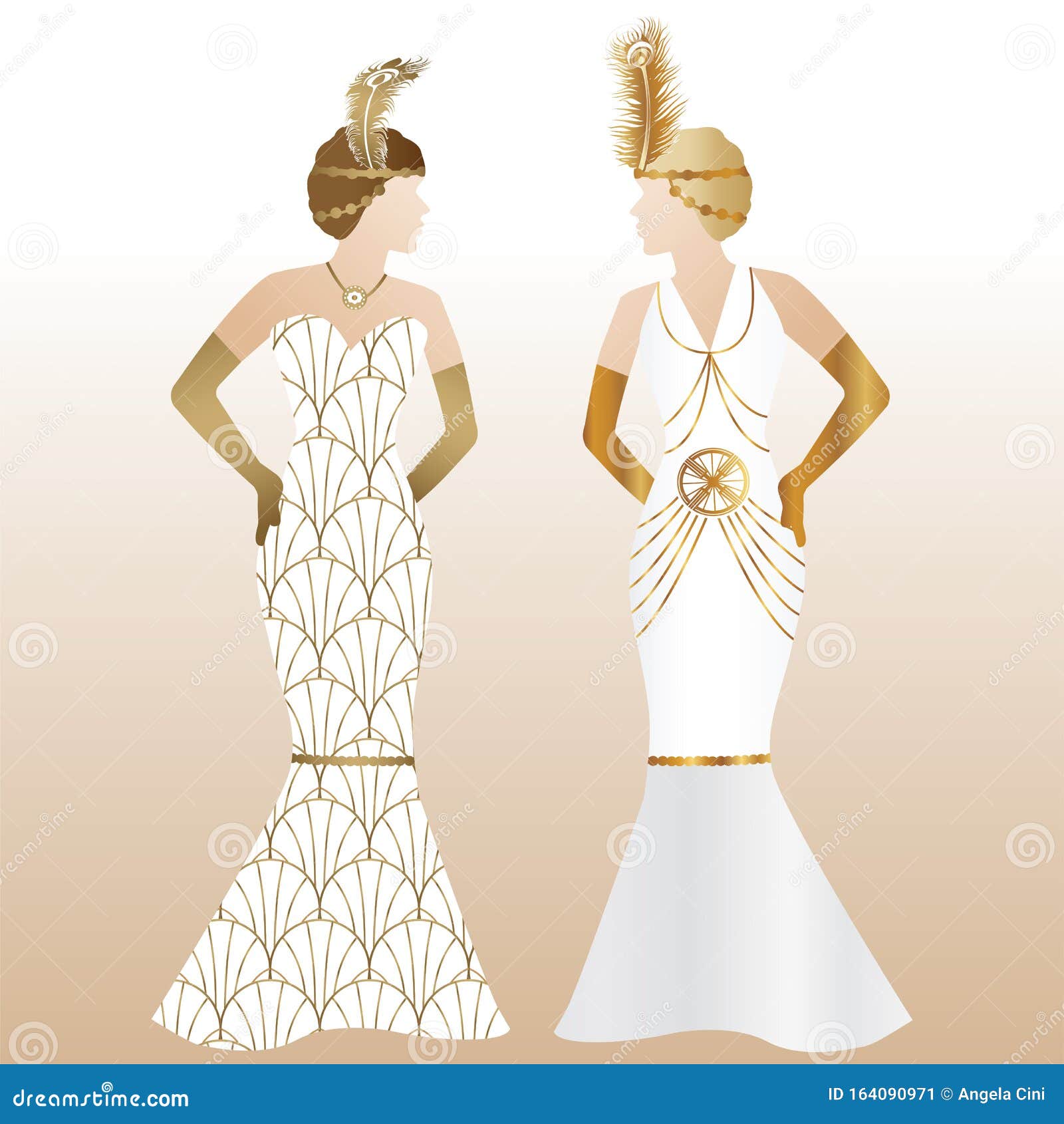 Gatsby Art Deco Dress Illustration ...