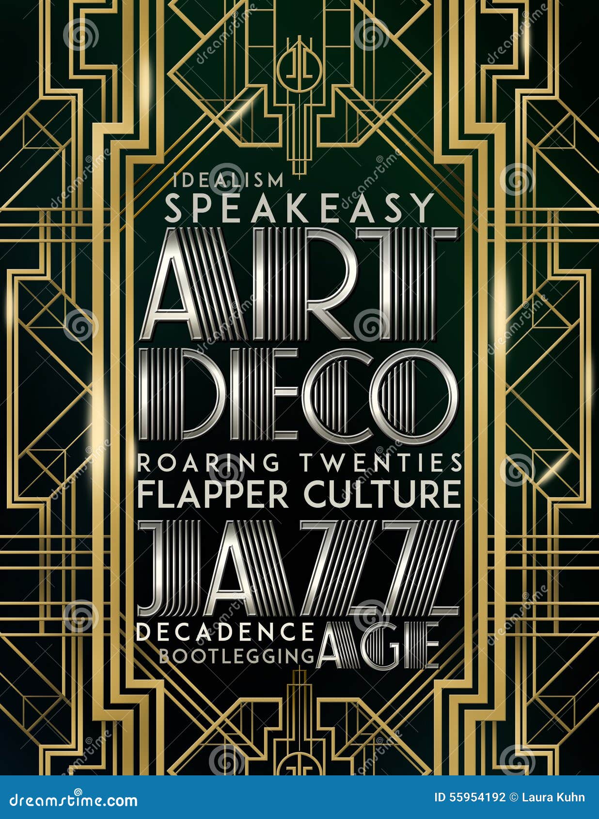 Gatsby Style Art Deco Jazz Era Stock Illustration - Image 